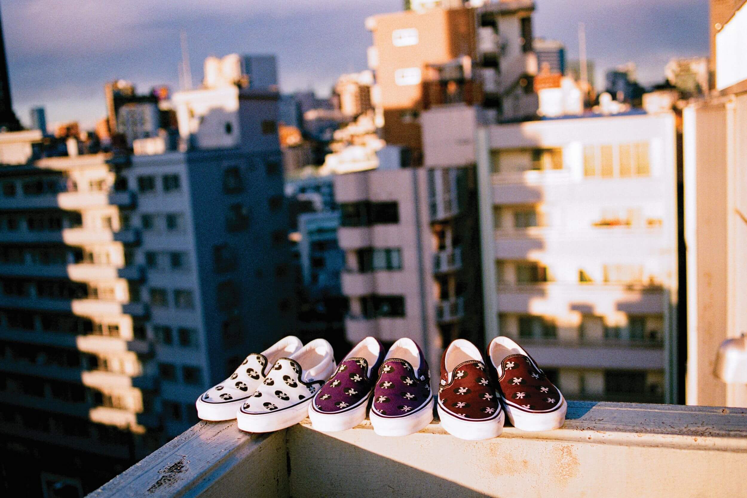 photo of the Vault by Vans x Wacko Maria - Classic Slip On - Purple (VN0A45JK5961), White (VN0A45JK5921), Brown (VN0A45JK5951)