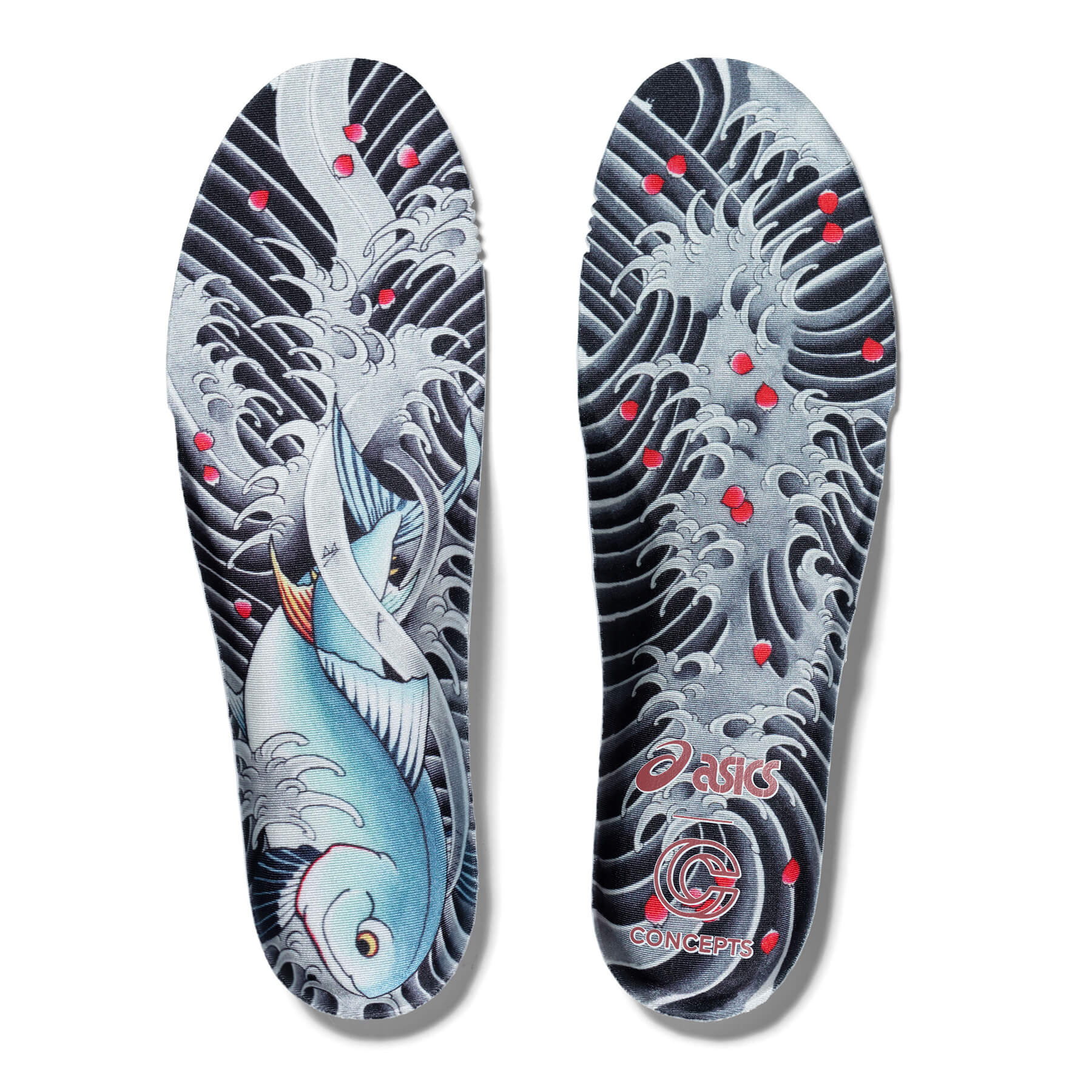insole photo of the ASICS SportStyle x Concepts - GEL-LYTE III OG - "Otoro" - 1203A121-700 - Coral Cloud / Pure Silver - tuna artwork