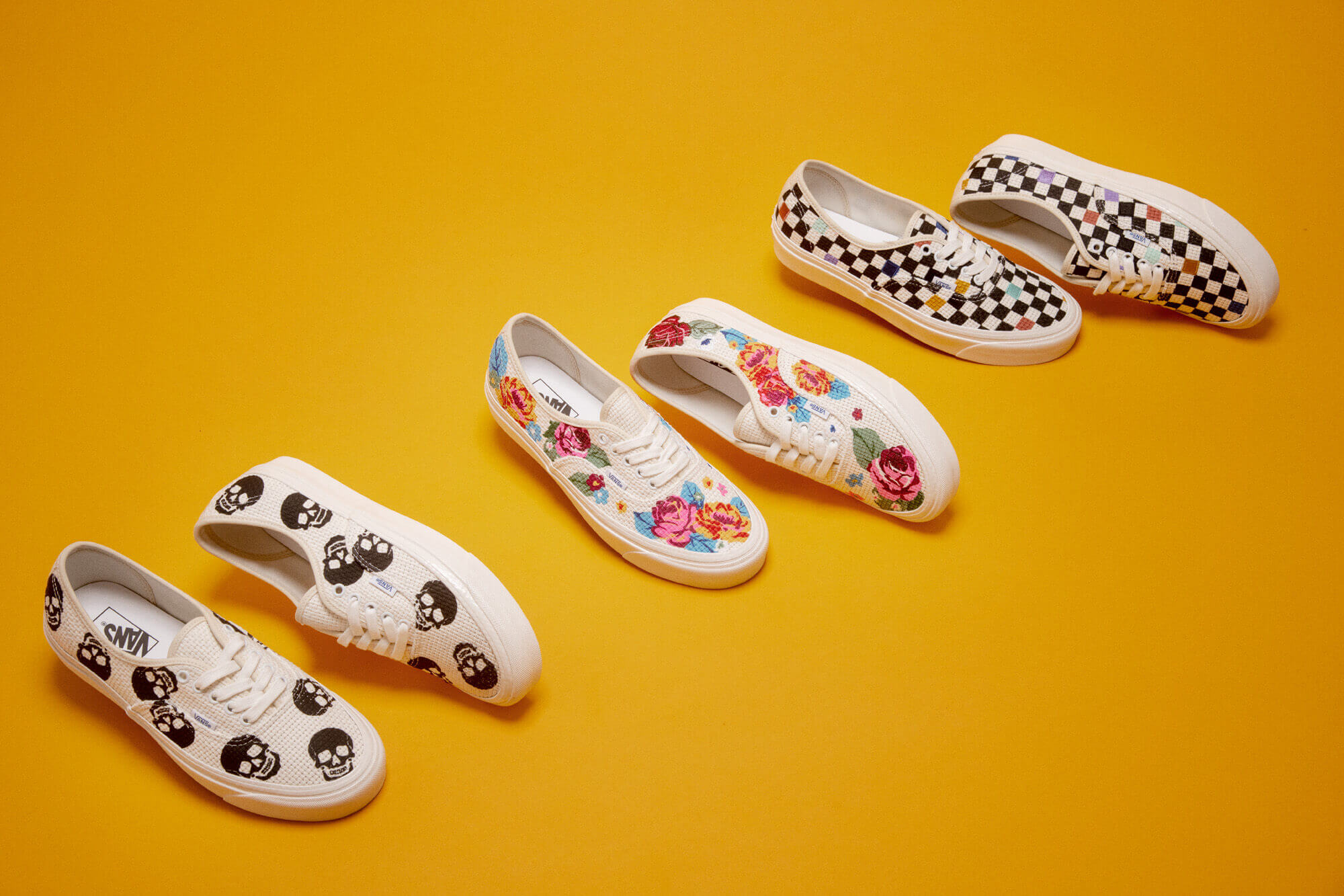 Vans - Anaheim Factory - Needlework Collection - Authentic 44 DX "Skulls", "Floral" & "Checkerboard"