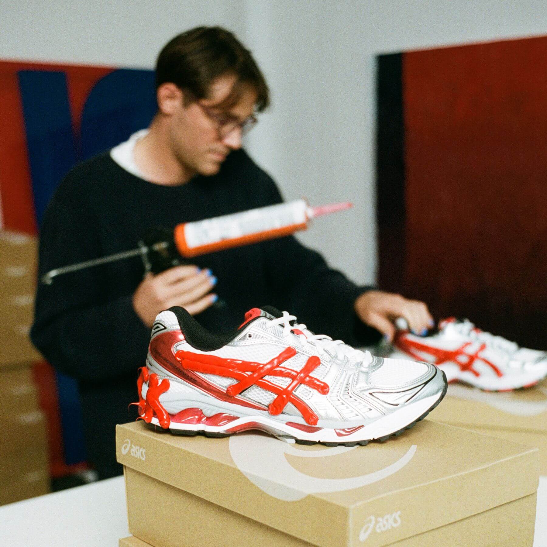 Berlin-based artist Dennis Buck customizes the ASICS Gel-Kayano 14 for a good cause