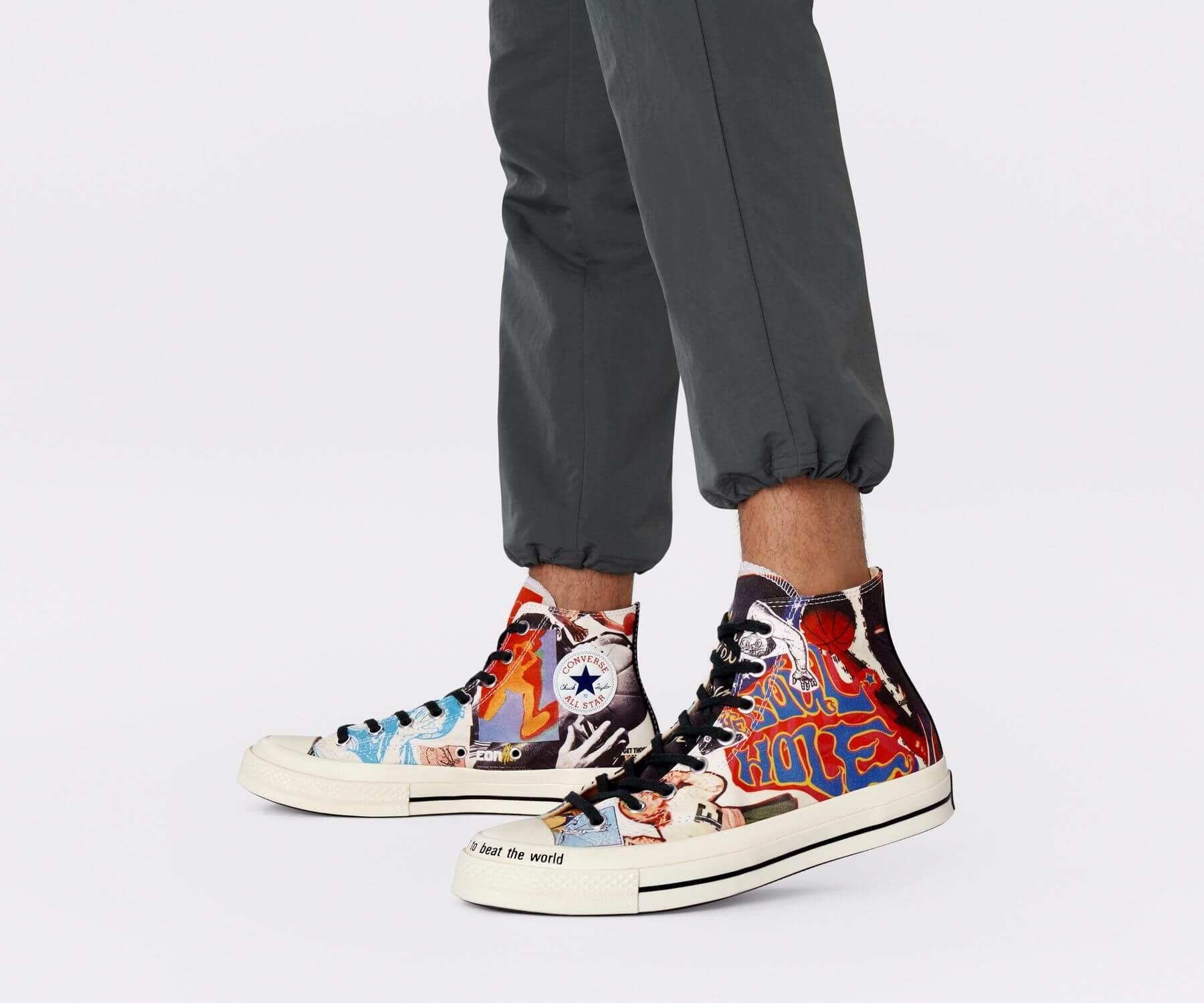 on feet photo of the Converse x Converse Chuck 70 Hi Beat The World 170680C