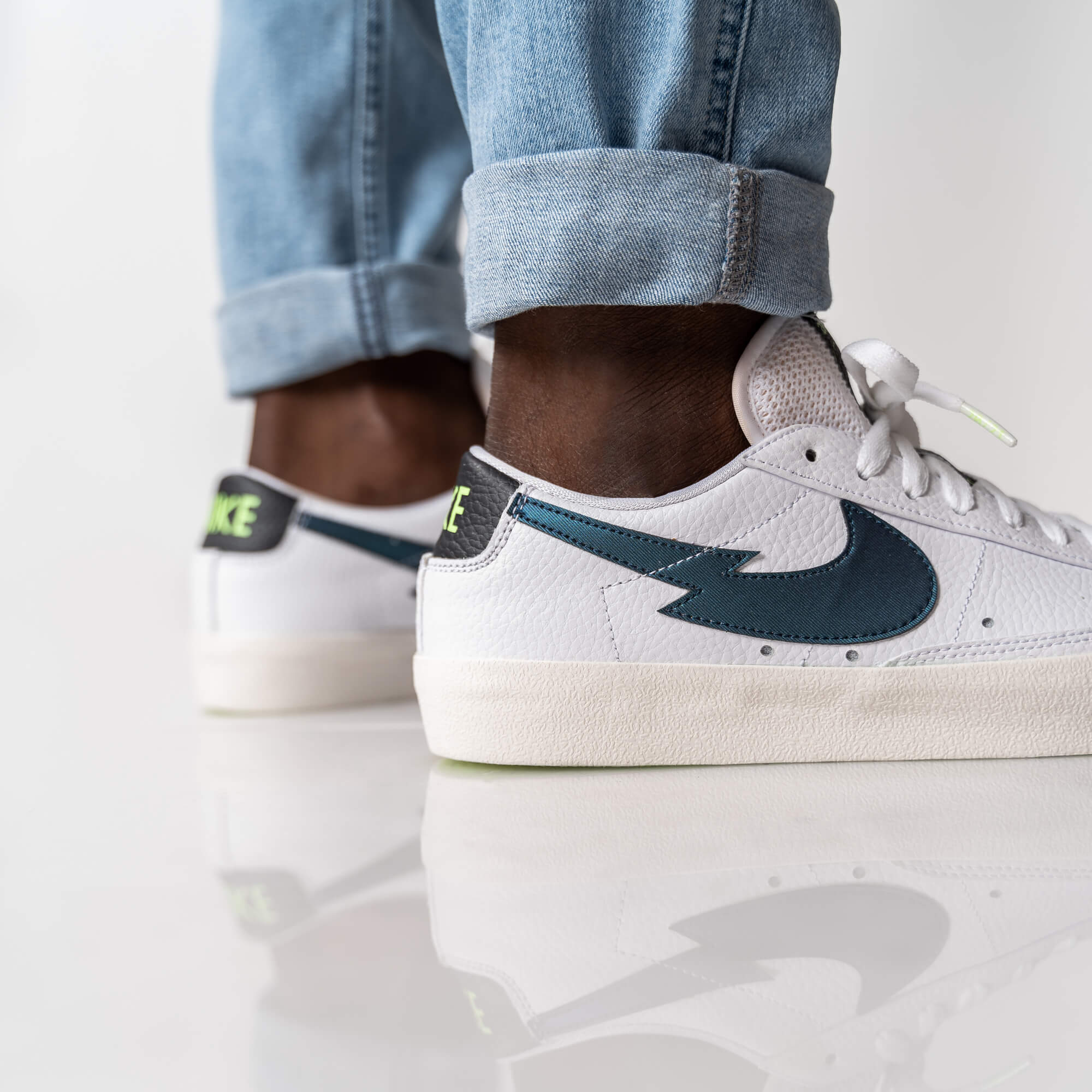 Nike Blazer Low - "Lightning Bolt Swoosh" - white/aquamarine/lime glow/off noir - DJ6895-100