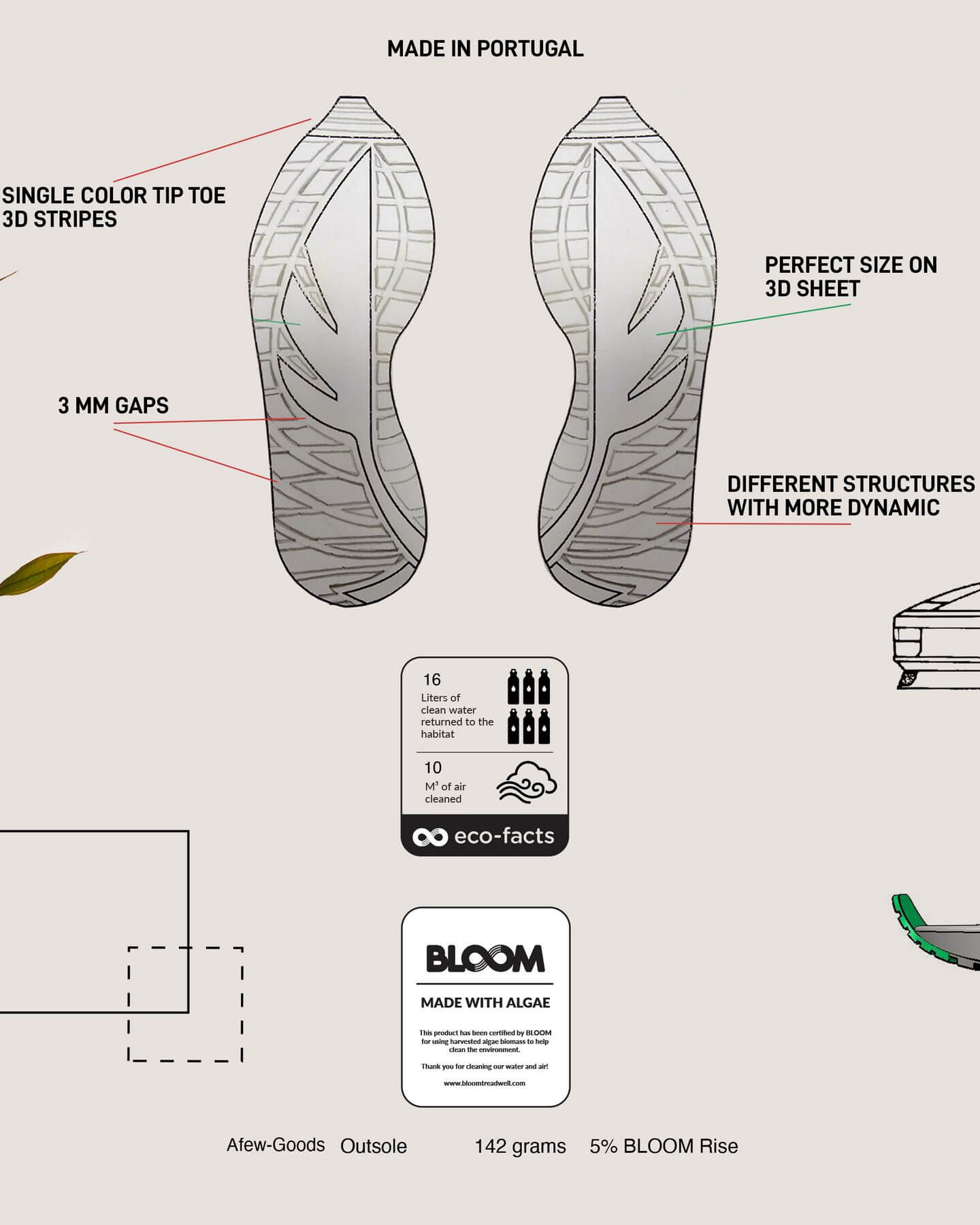 bloom algae for sneakers - Afew Goods - Yamasura Runner - "Soil" - black/dark grey/soil brown - AG005YS01OG
