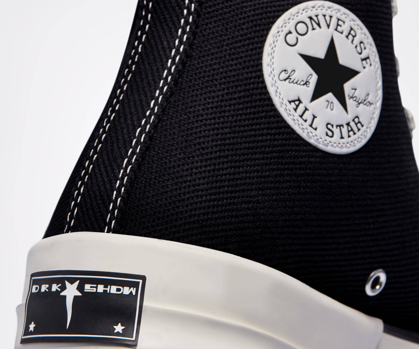 heel details of the Converse x Rick Owens - DRKSHDW - TurboDark Chuck 70 High