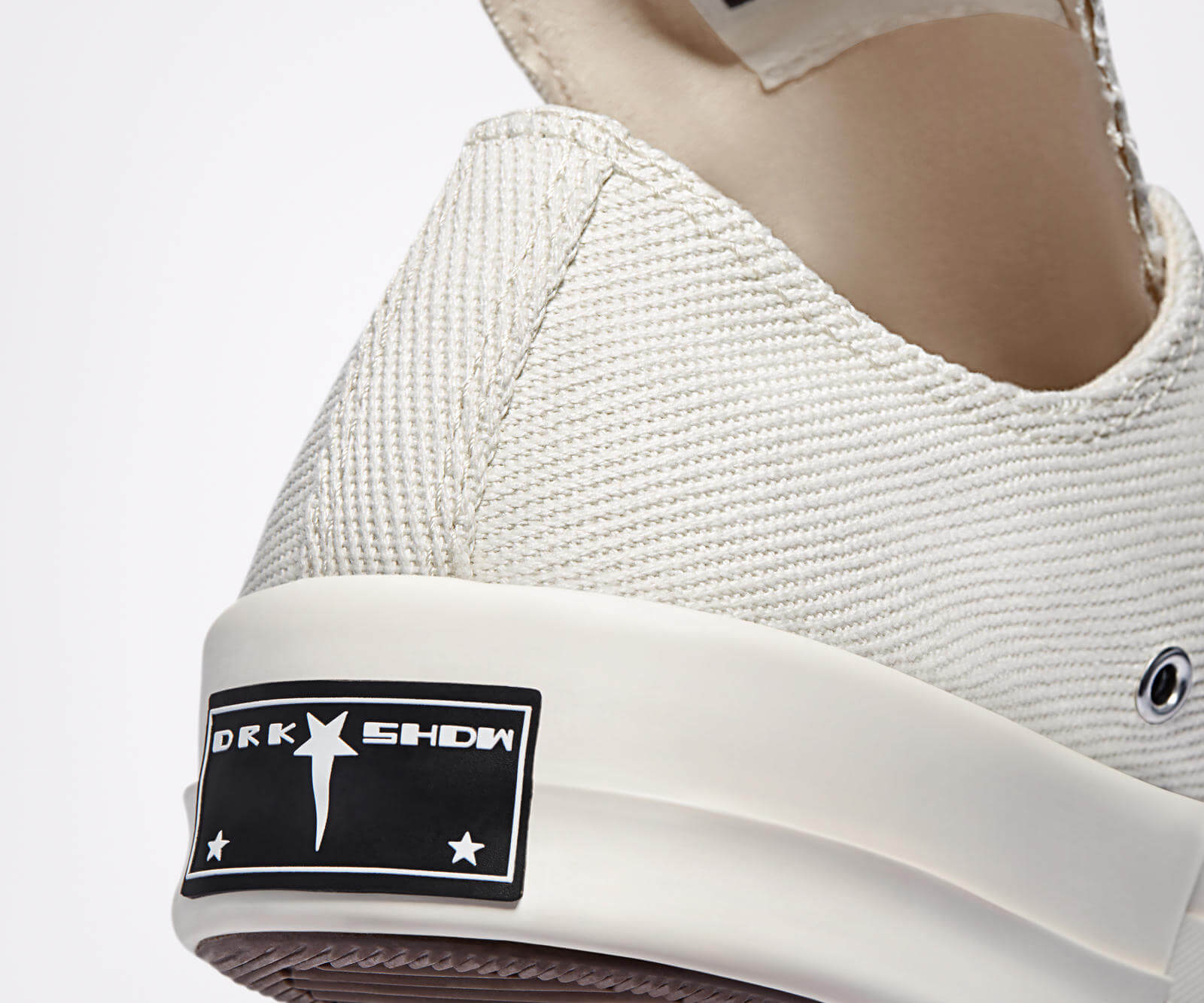heel details of the Converse x Rick Owens - DRKSHDW - TurboDark Chuck 70 Low - white