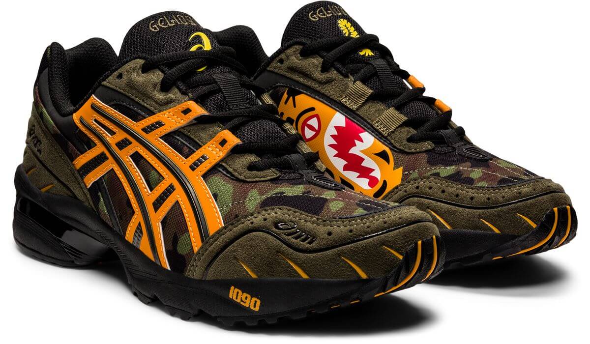 ASICS x BAPE (A Bathing Ape) - GEL-1090 - "Tiger Camo" - aloe/bengal orange - 1023A061-200