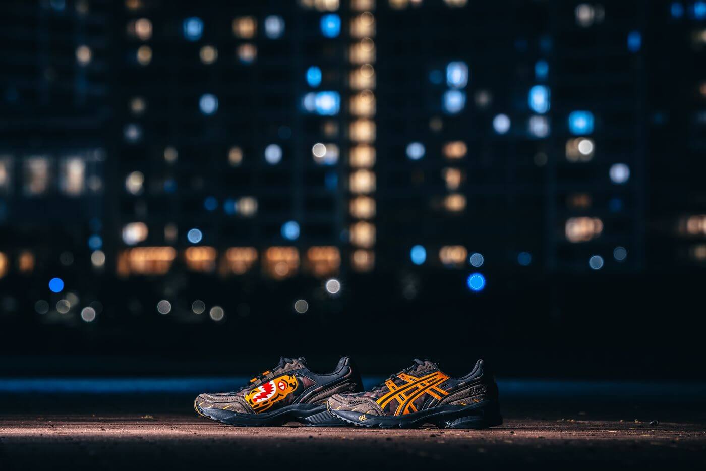ASICS x BAPE (A Bathing Ape) - GEL-1090 - "Tiger Camo" - aloe/bengal orange - 1023A061-200