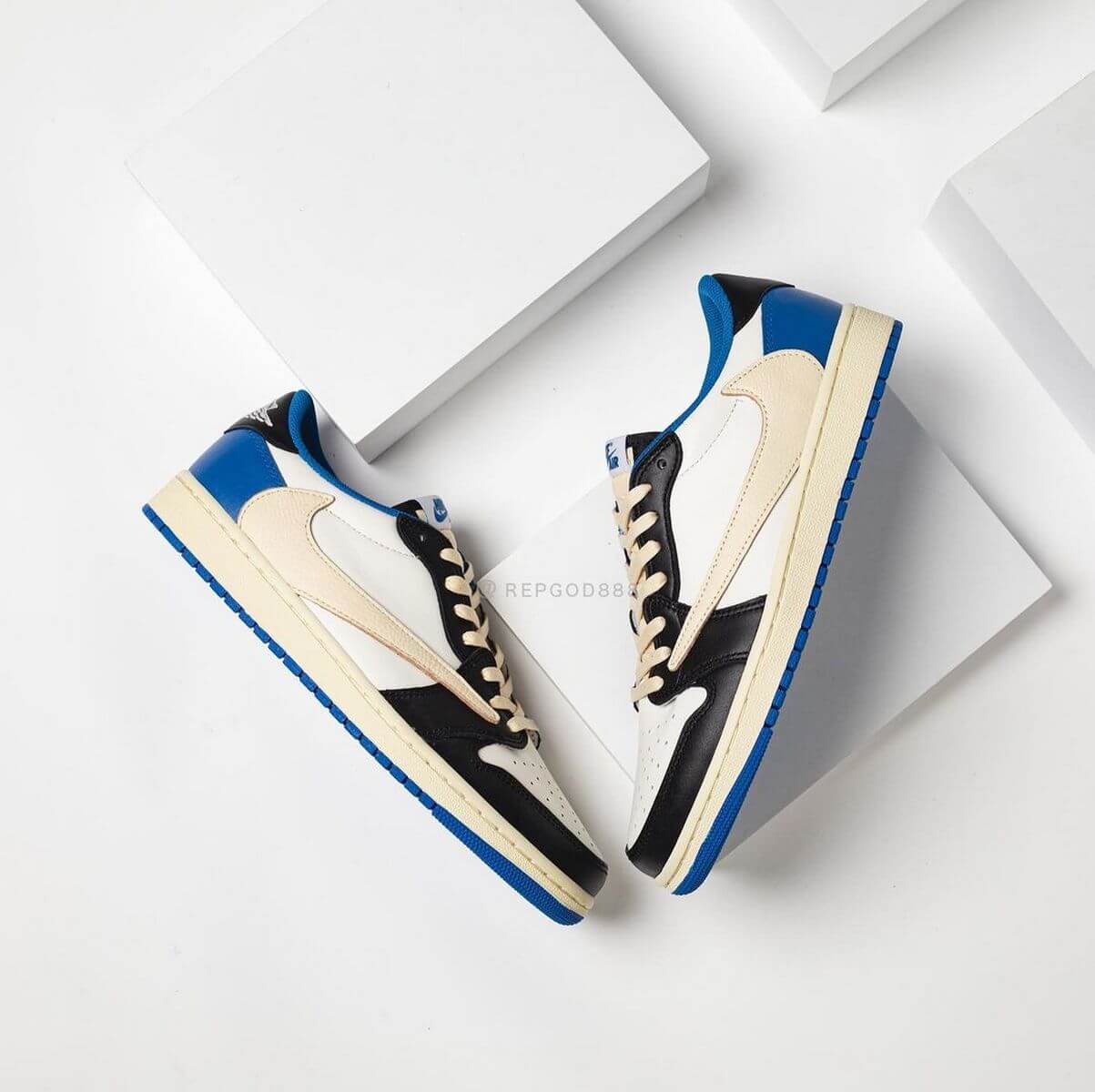 Nike x Travis Scott x Fragment Design - Air Jordan 1 Low - white/black-royal-sail - DM7866-140