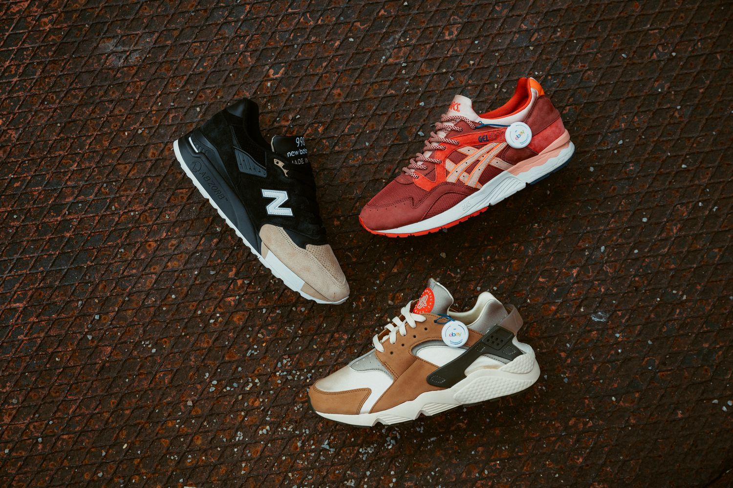 New Balance x Premier 998 / Nike x Stussy Air Huarache Desert Oak / ASICS x Ronnie Fieg Gel-Lyte V Volcano