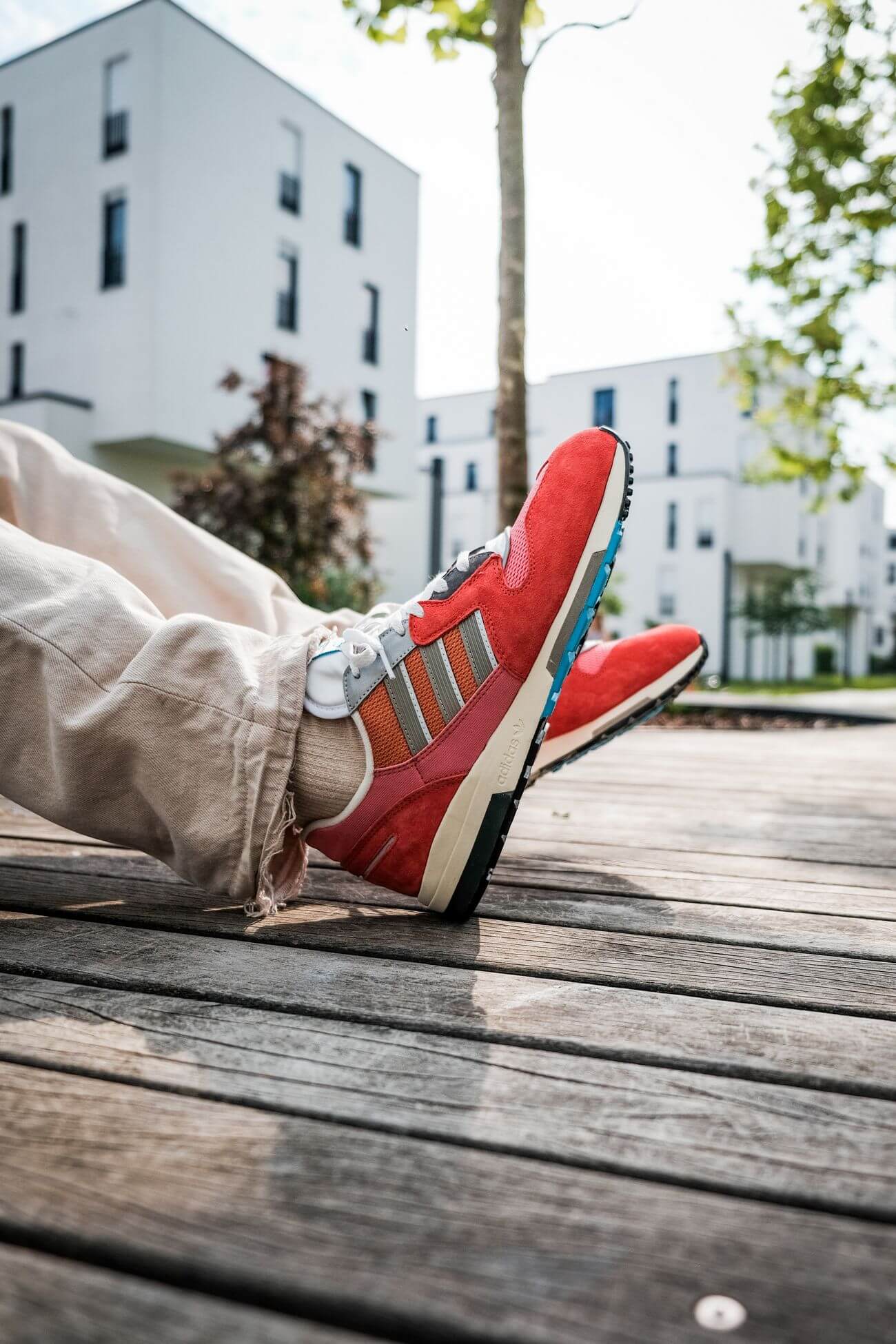 on feet  adidas ZX 420 crew red/ambient blush/cream white H02128