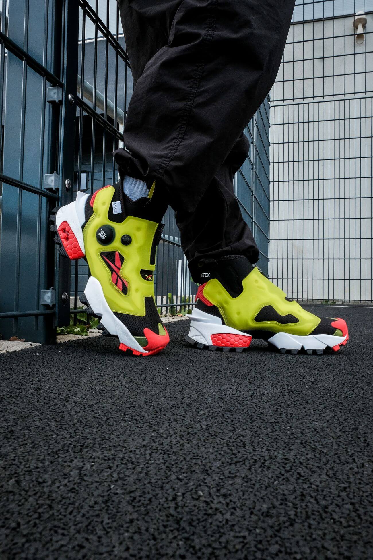 Reebok - Insta Pump Fury OG Hi Gore-Tex Infinium - black/acid yellow/vector red - S23866 - on feet 