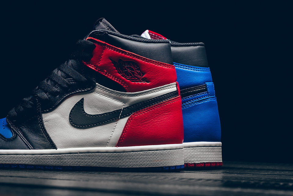 left side panel - Nike - Air Jordan 1 Retro - "Top 3 Pick" - black/varsity red/varsity royal - 555088-026