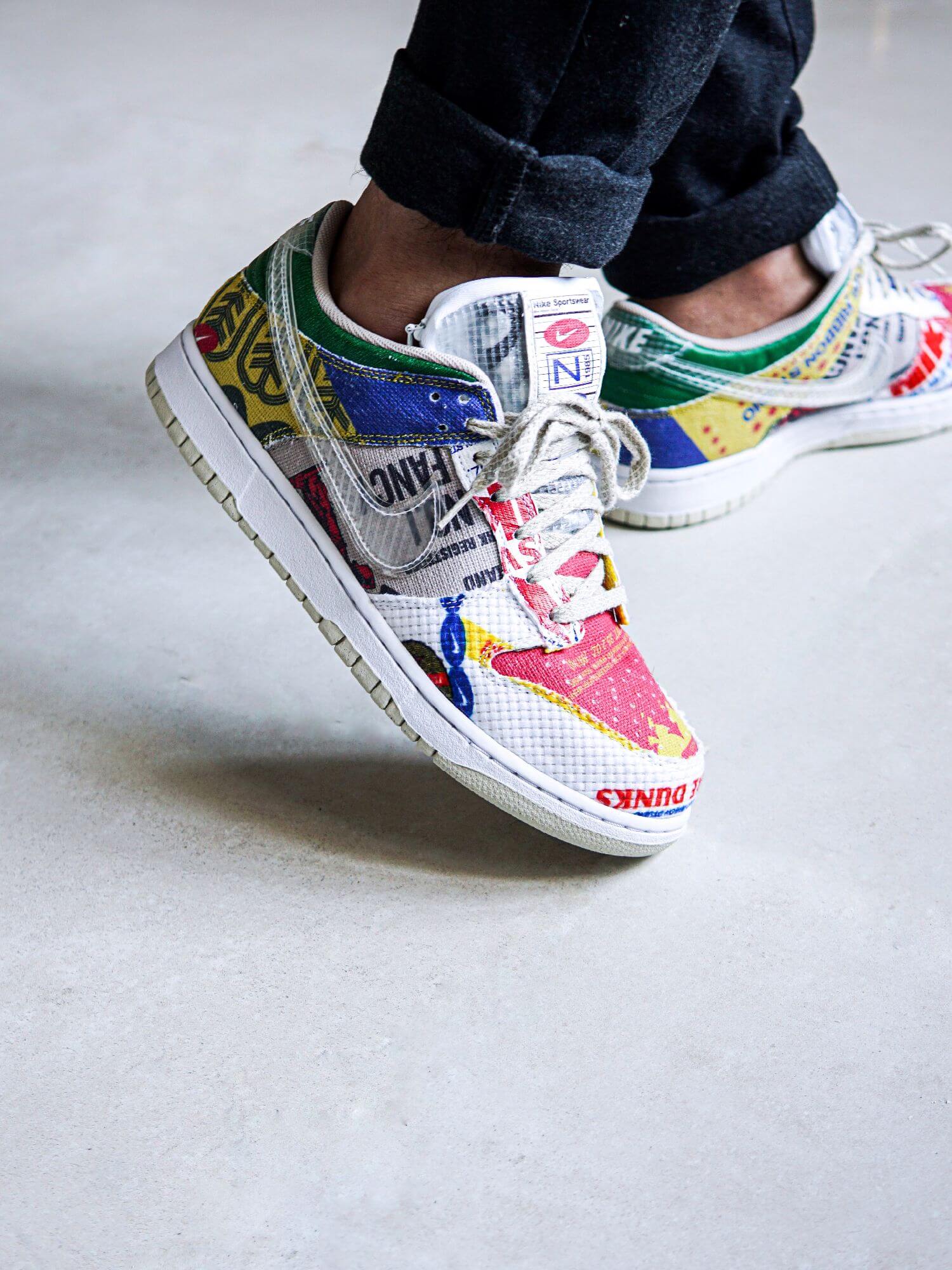 on feet photo of the Nike - Dunk Low SP - "City Market" - multicolor - DA6125-900
