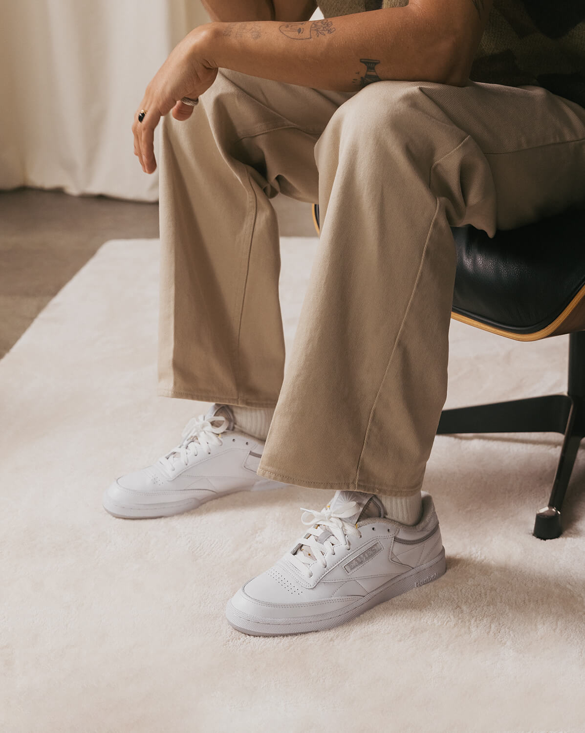 on feet - Reebok x Eames - Club C 85 - "Monotone Pack" - footwear white/cold grey 2 - GY1066