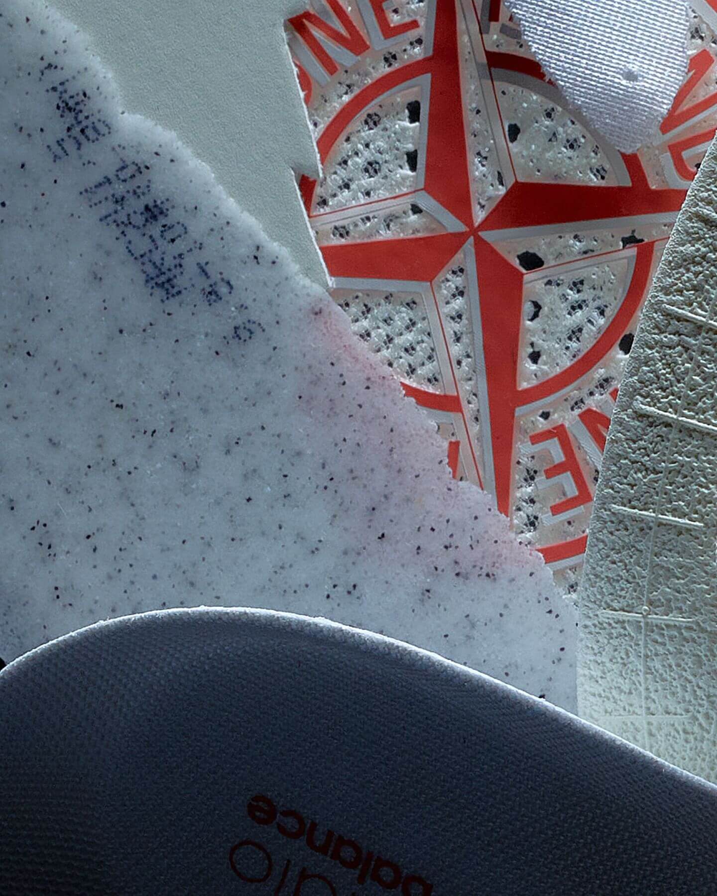 details of the New Balance Tokyo Design Studio x Stone Island FuelCell RC Elite v2 - angora/mars red - MSRCELTD
