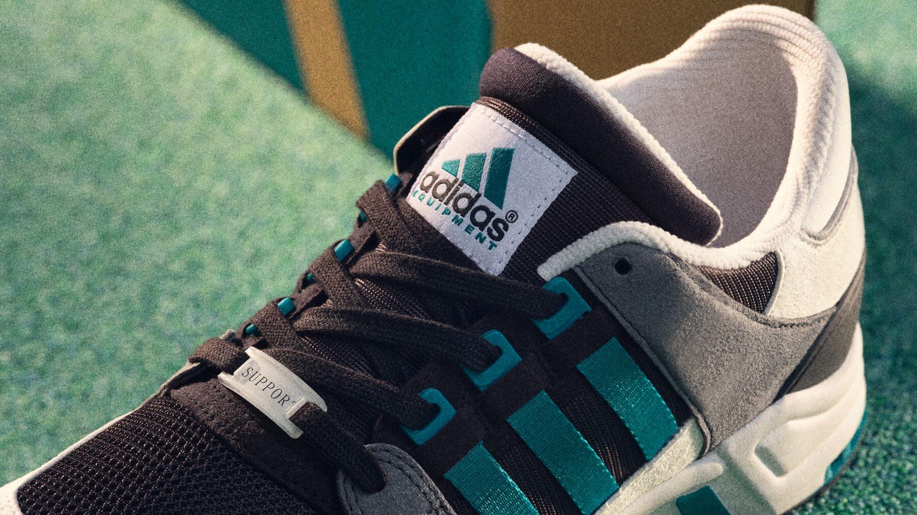 detail foto tongue/zunge, adidas eqt support logo und lace tag - adidas Equipment Running Support 93 / 2021