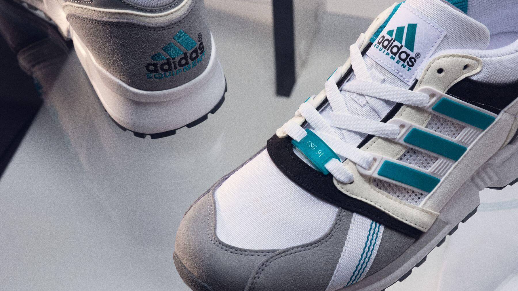 detail foto, toe box, lace tag und zungenlabel, eqt Logo: adidas Equipment CSG 91 (2021)