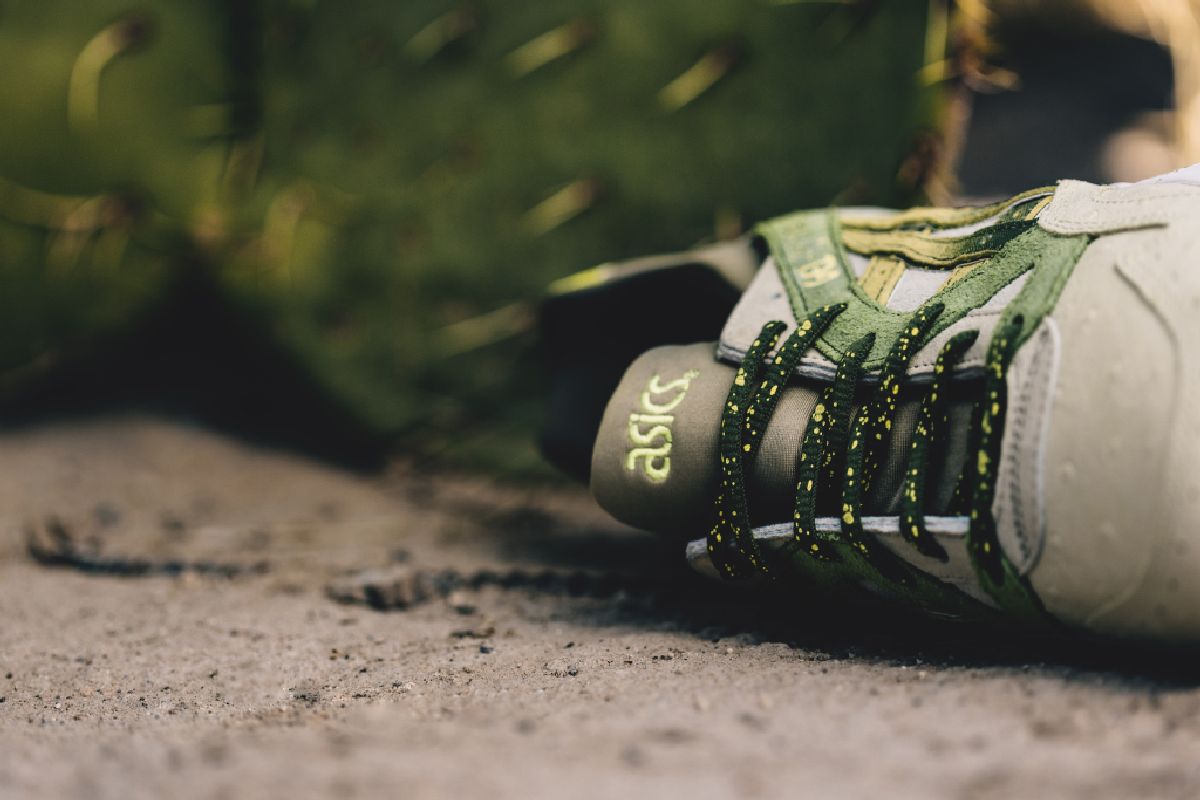 tongue details - ASICS x Feature - Gel-Lyte V - "Prickly Pear" - sand/cactus green - H52HK-1185 - Cactus 