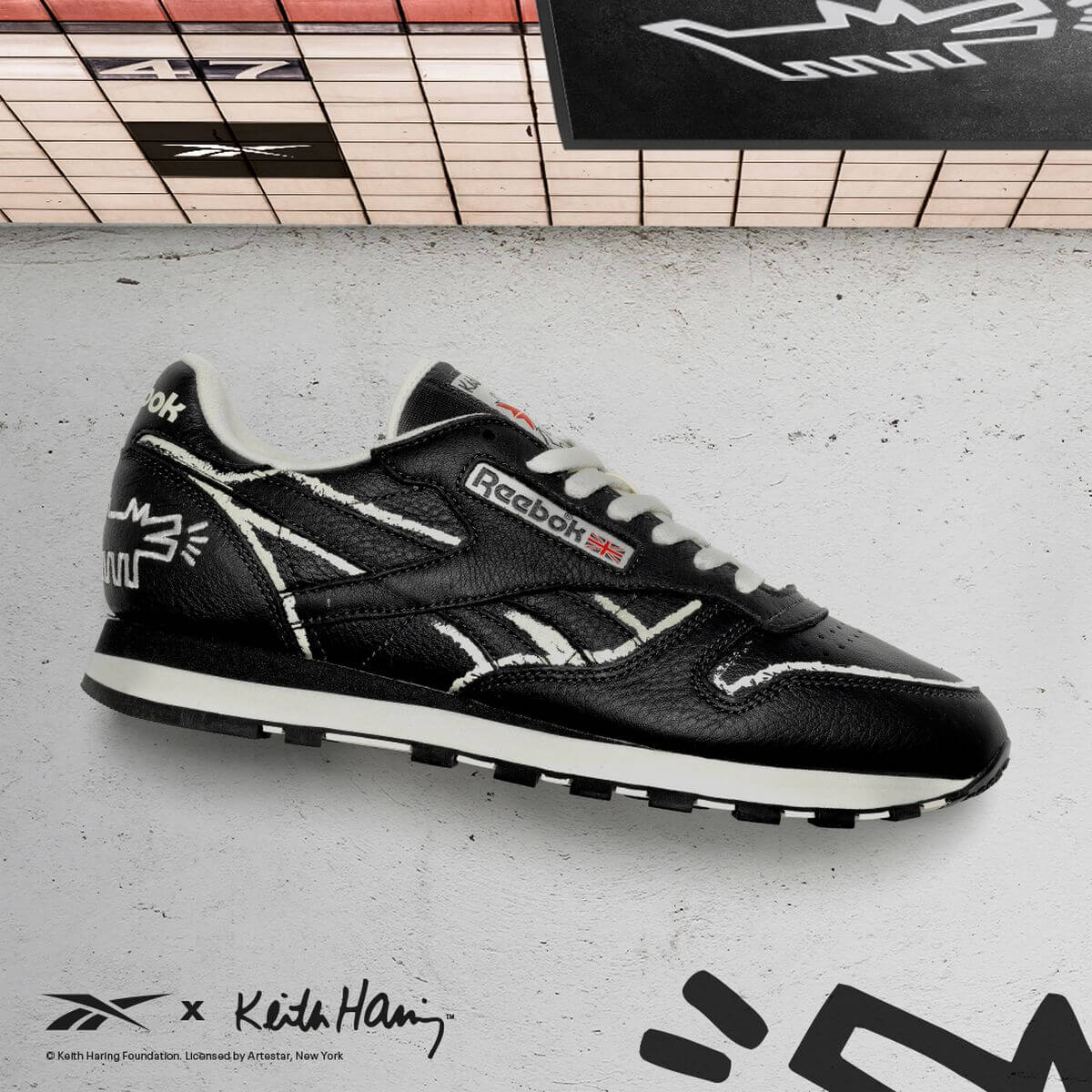 Reebok x Keith Haring - Classic Leather - black/chalk/pure grey 8 - GZ1456