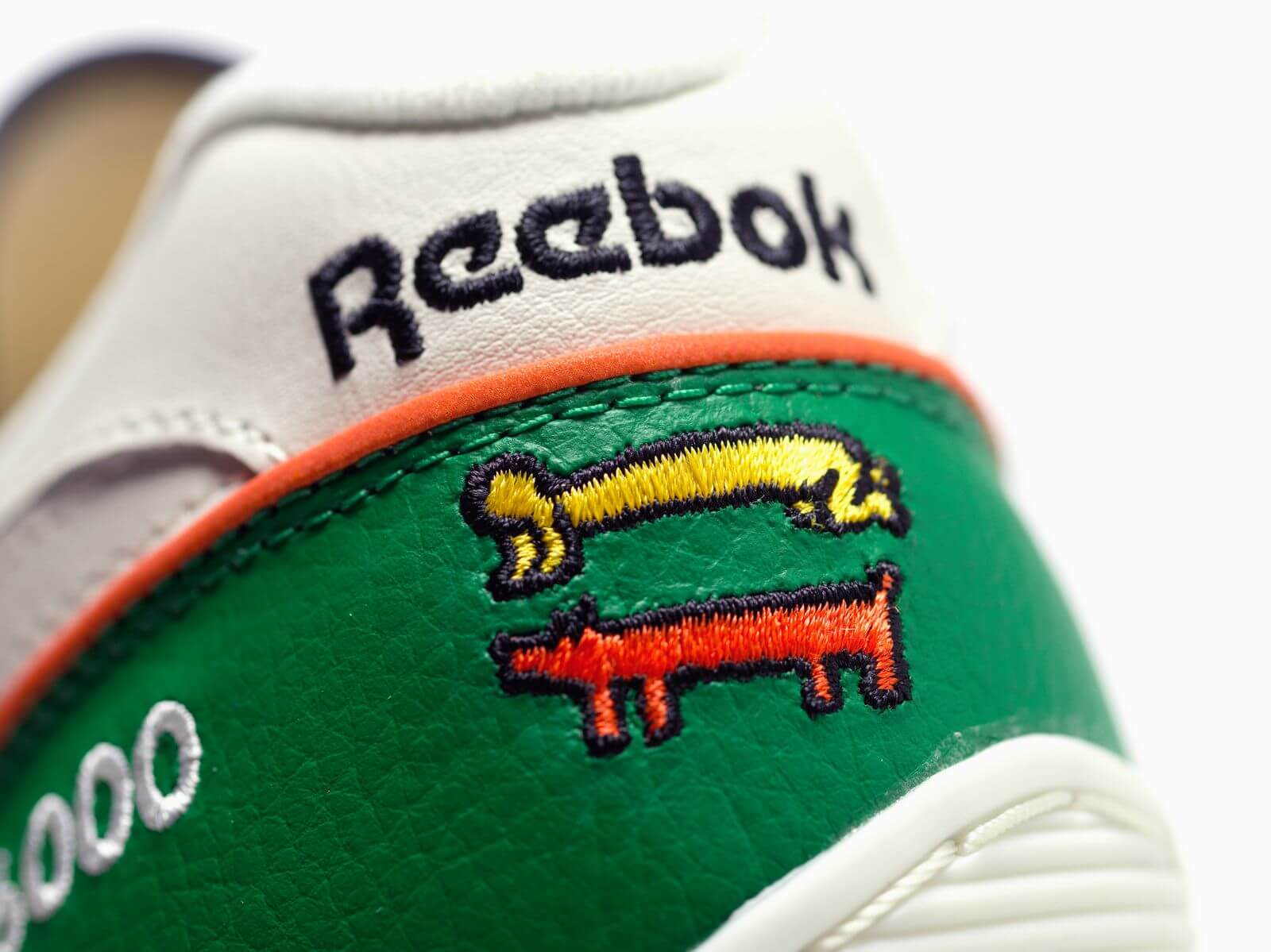 heel details: Reebok x Keith Haring - GL 6000 - glen green/chalk/glen green
