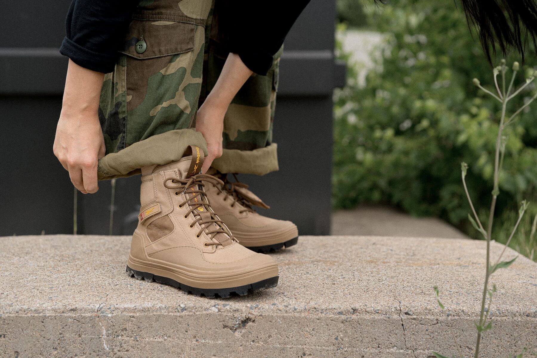 on feet - Reebok x Rothco - Club C Cleated Mid - tweed brown/just brown/core black - GY8061