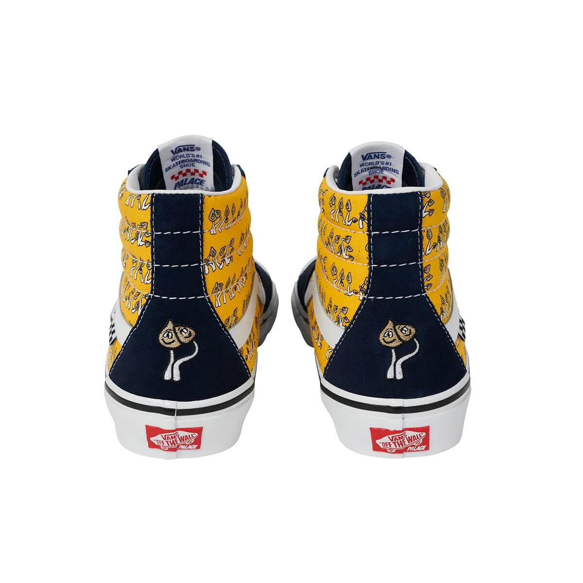heel details with shroom logo - Vans x Palace - Sk8-Hi Skate yellow/black/white