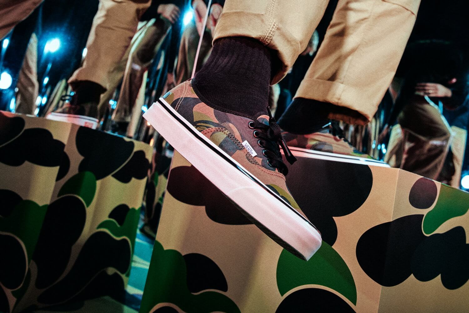 on feet - Vans x BAPE - Authentic 44 DX - camo/white - VN0A38EN7BC