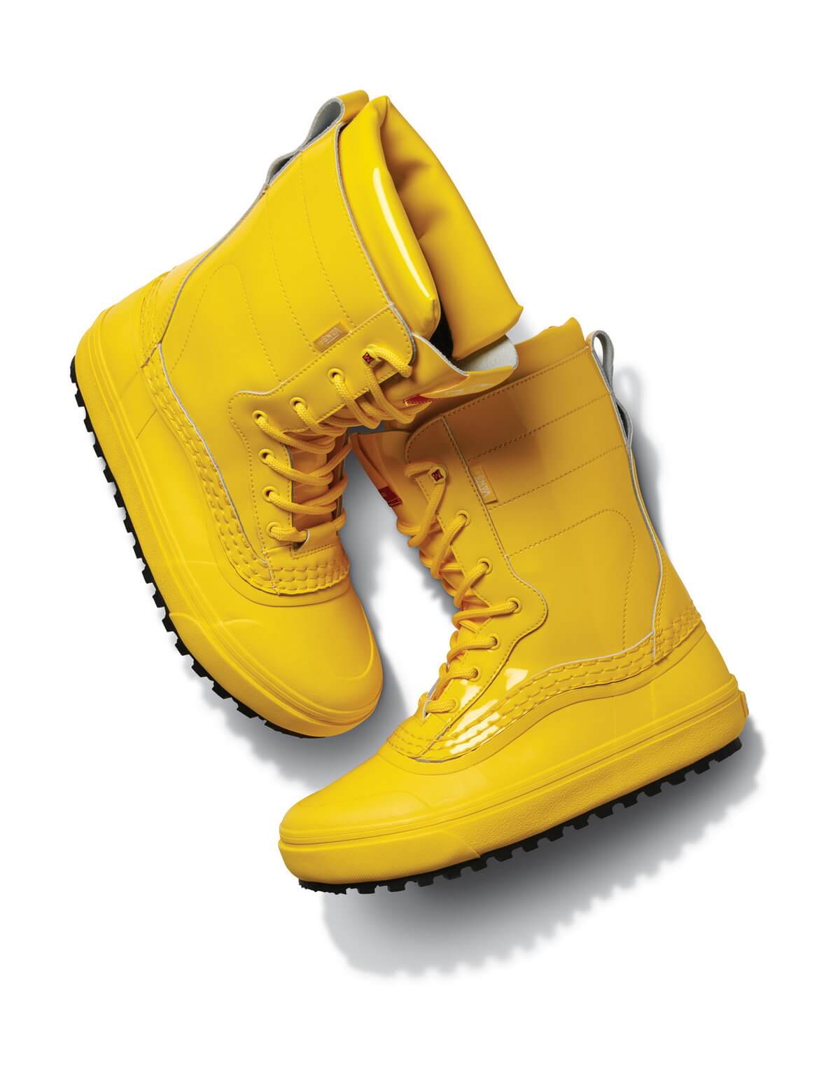 Vans x Tierra Whack - Snow MTE, yellow patent leather, gumboot style