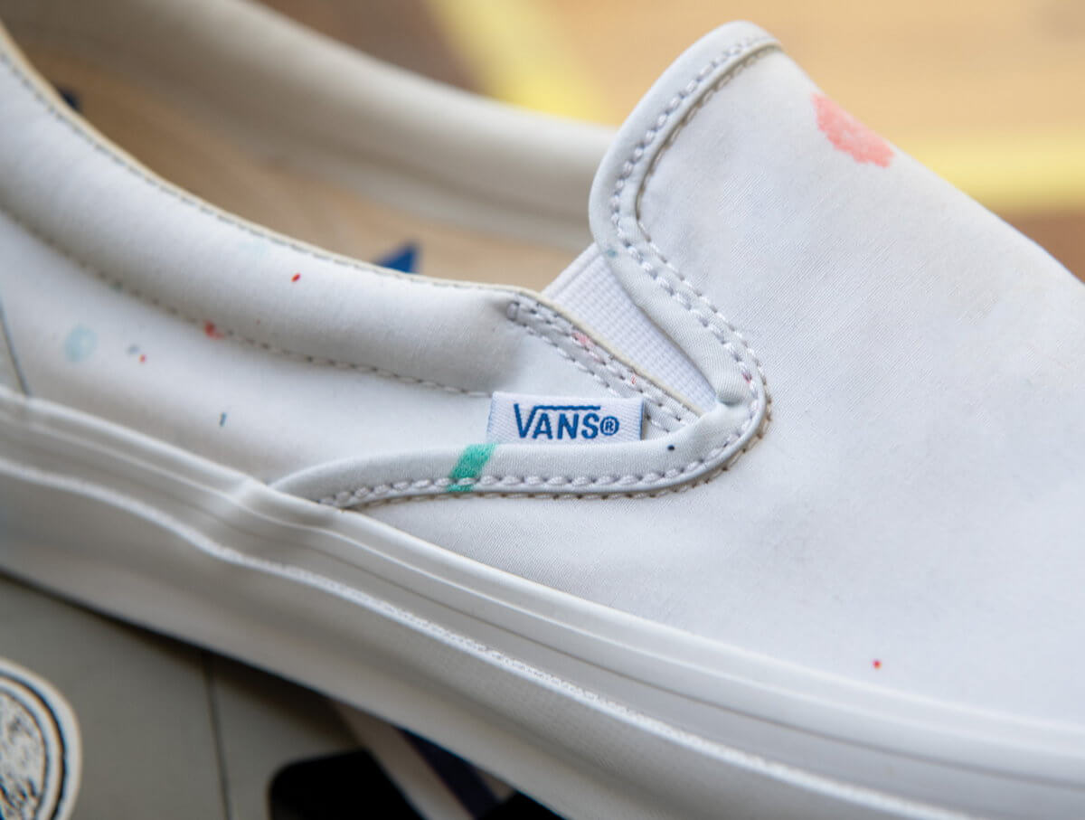 close-up of the Vans Vault x Geoff McFetridge OG Classic Slip-On - Transcentcoastal Fog - VN0A45JK92R1