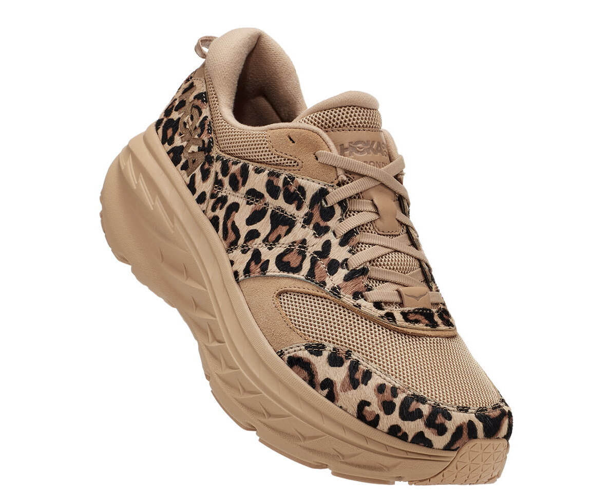 HOKA ONE ONE x Engineered Garments Bondi L (leopard, croc, black & taupe cow hair)