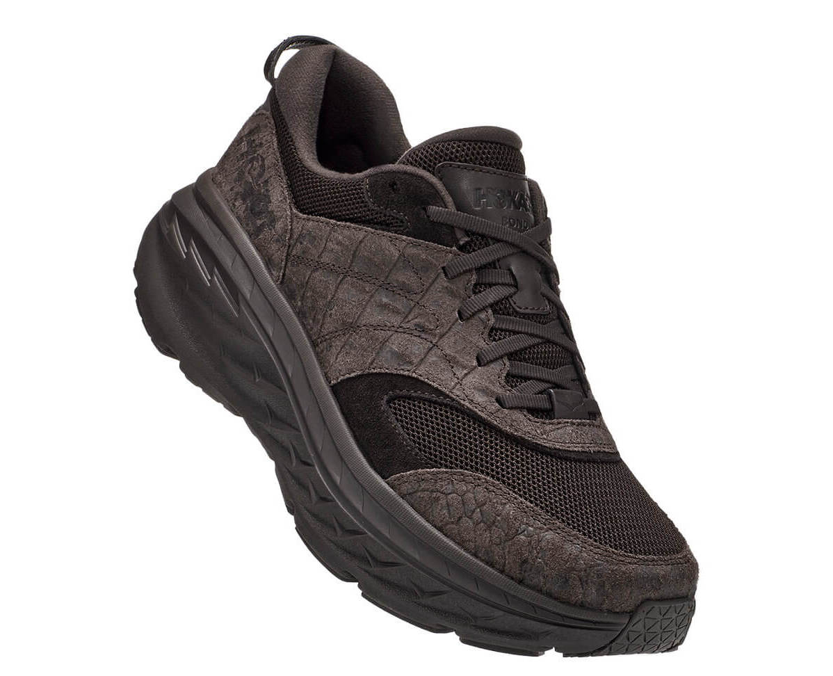 HOKA ONE ONE x Engineered Garments Bondi L (leopard, croc, black & taupe cow hair)