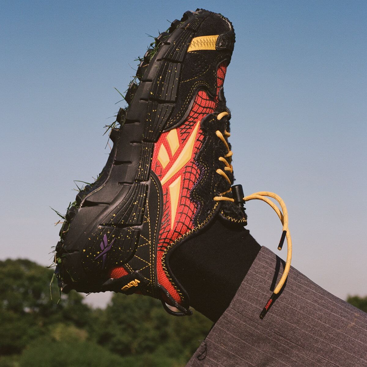 on feet - Reebok x A$AP Nast Zig Kinetica II Edge - vector red / core black / regal purple - GY5805