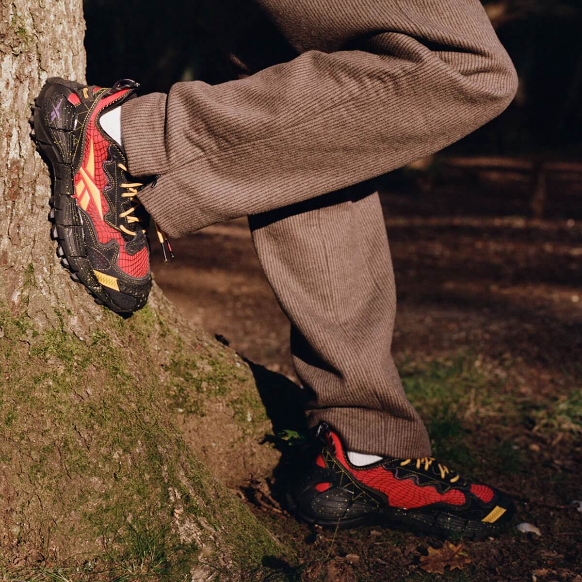 on feet - Reebok x A$AP Nast Zig Kinetica II Edge - vector red / core black / regal purple - GY5805