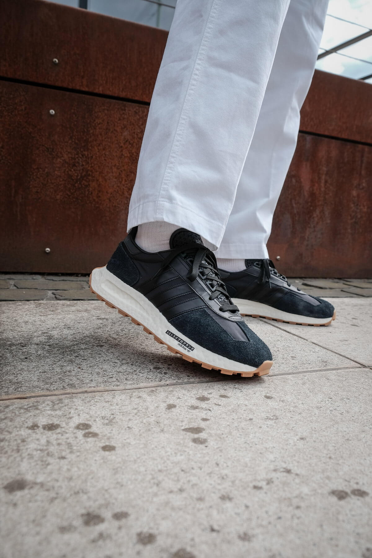 on feet: adidas Originals - Retropy E5 - core black/core black/grey six - H03080