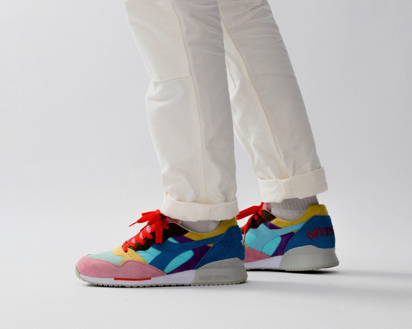 on feet: Diadora x Hasbro x LC23 Intrepid "Operation"