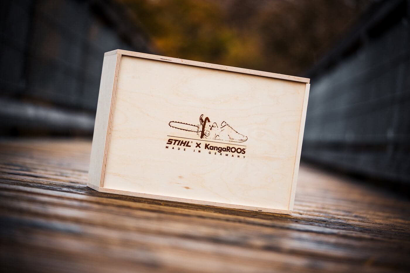 Stihl x KangaROOS Holzbox, special packaging