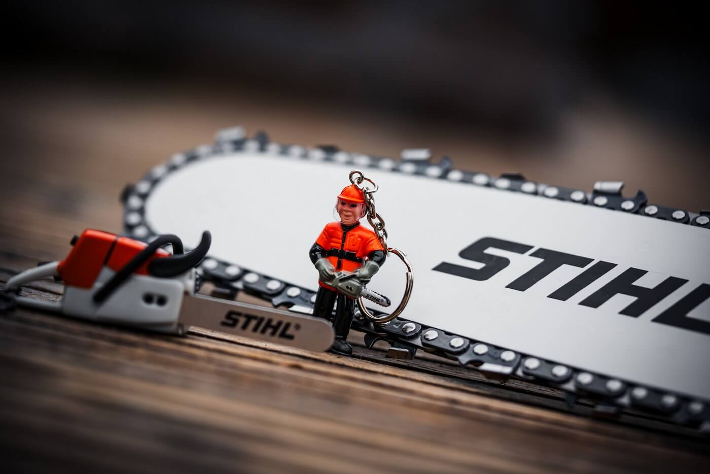 stihl chain saw miniature and figurine key-chain