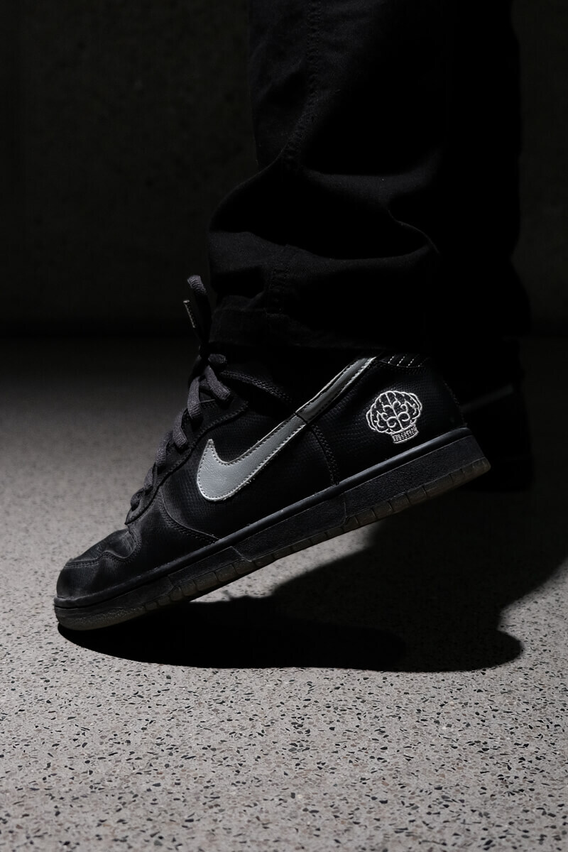 Nike x N.E.R.D Dunk Hi „Artist Series, Pharrell“ Black / Metallic Silver / Varsity Red