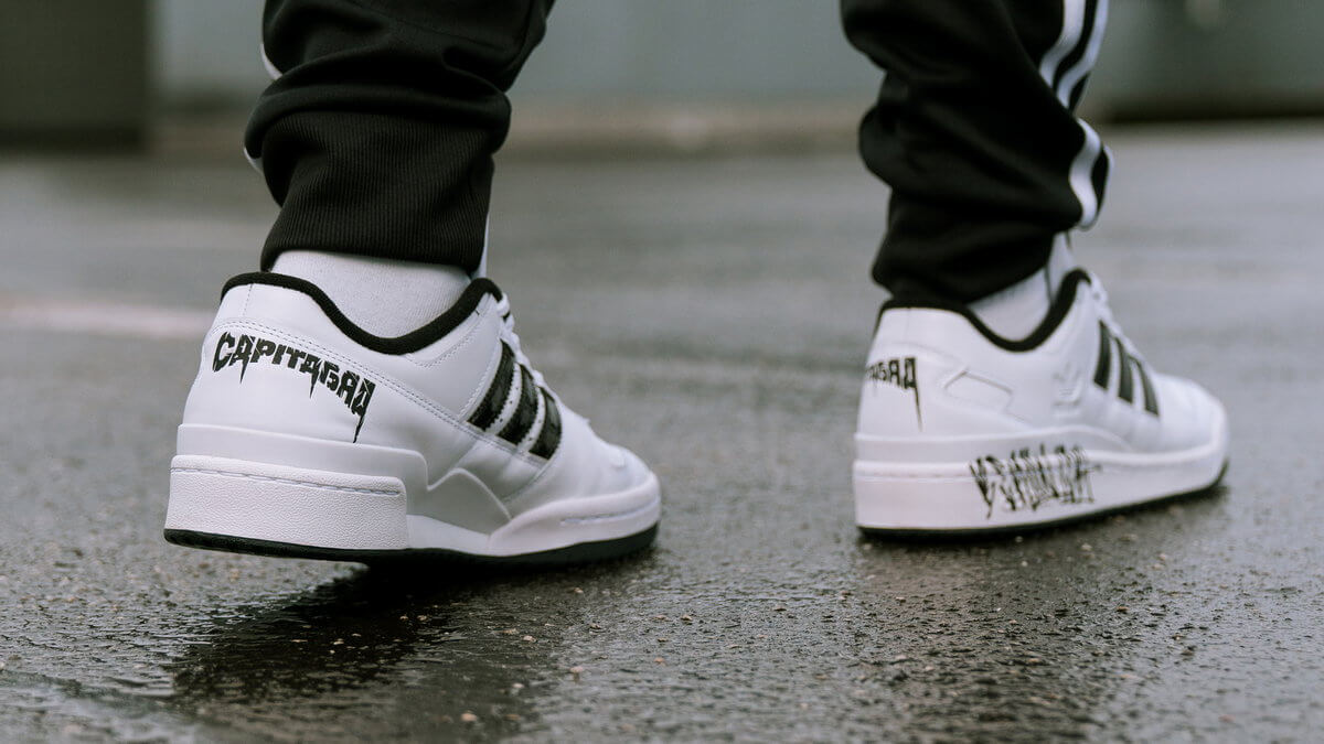on feet - adidas x Capital Bra - Forum Low - "Bra Musik" - white/black
