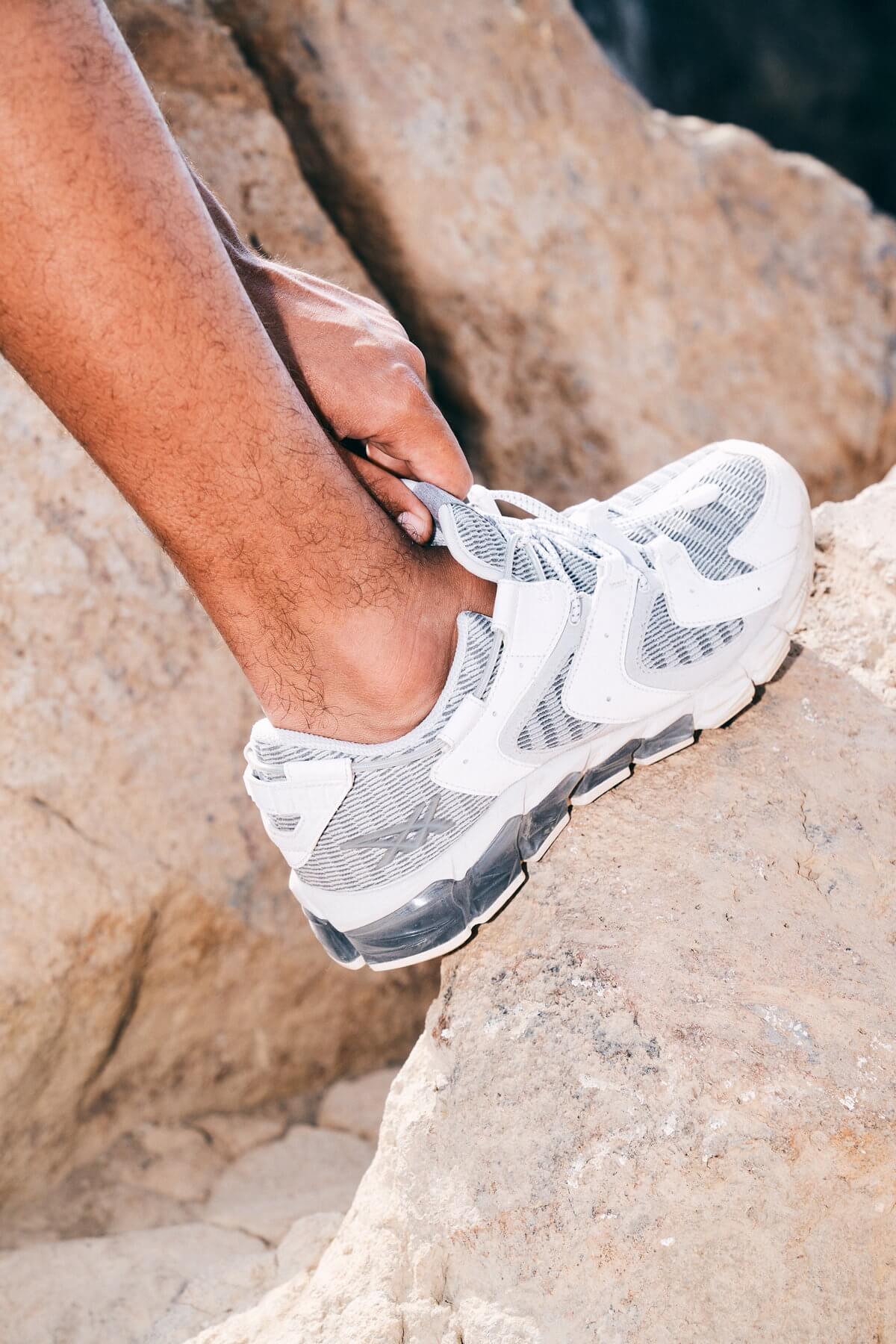 on feet - ASICS - Gel-Quantum 180 RE - White / Glacier Grey - 1201A376-100