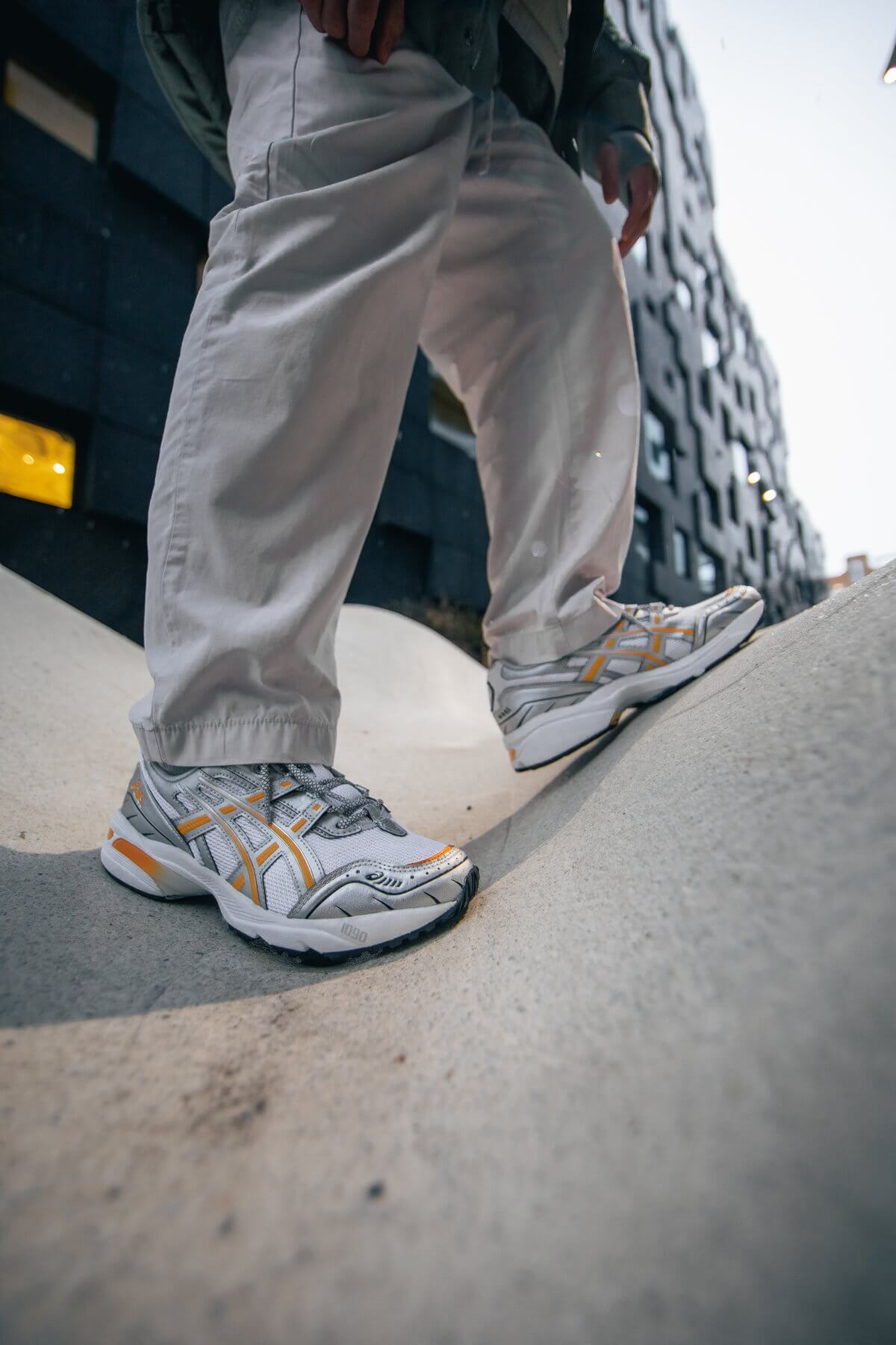 on feet - ASICS SportStyle - Gel-1090 - white/citrus - 1201A673-100