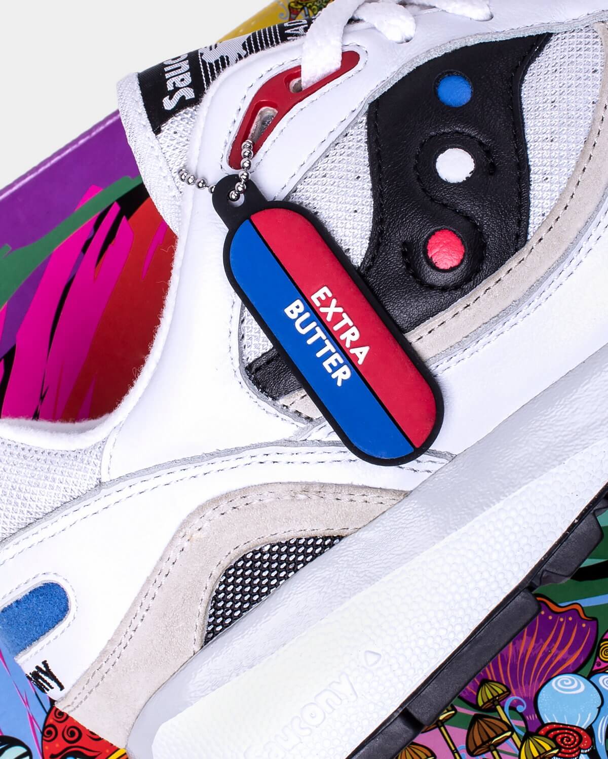 close-up, details, Saucony x Extra Butter - Shadow 6000 - "White Rabbit" - white/multi - S70603-1