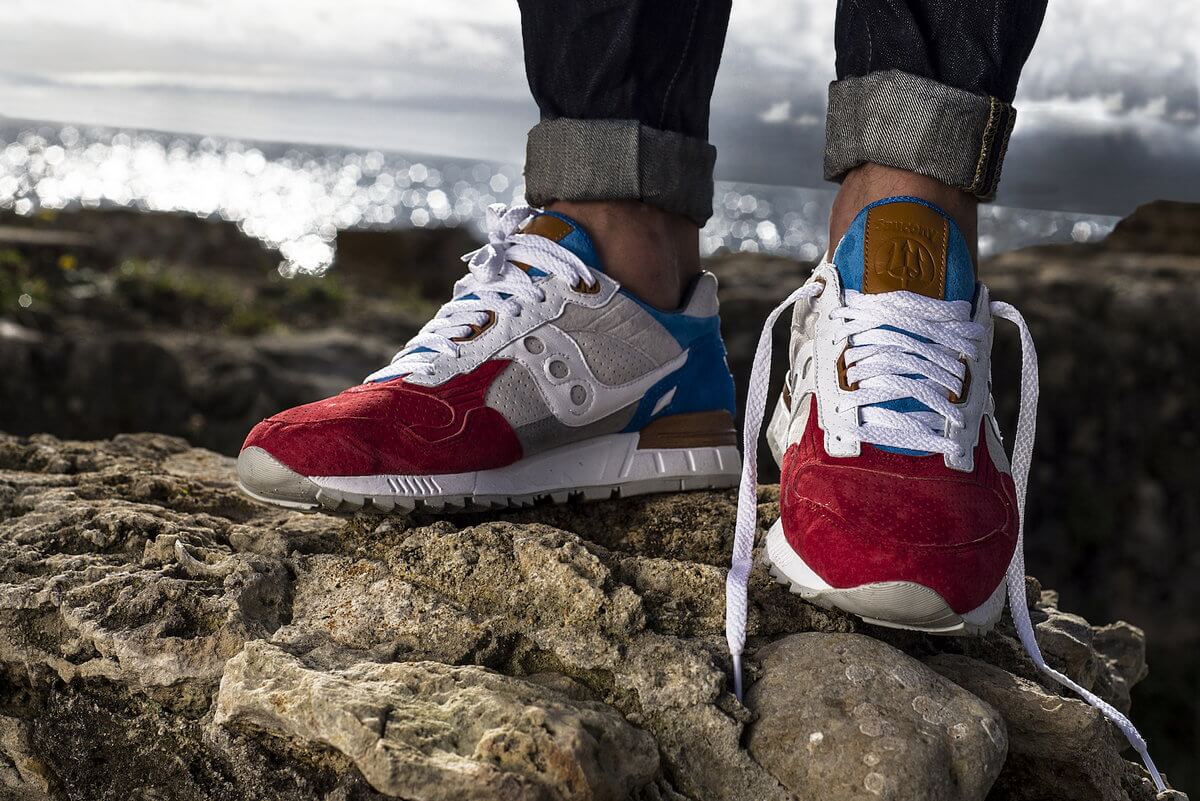 toebox details - Saucony x Sneakers76 - Shadow 5000 - "The Legend of God Taras" - red/grey/blue - S70341-1