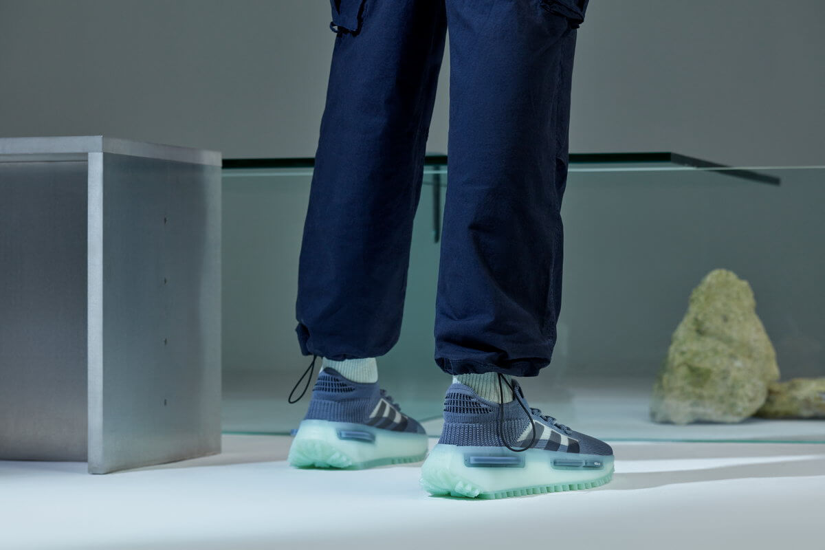 on feet - adidas Originals - NMD S1 - "Mint Carbon" - grey/green glow - GZ9233