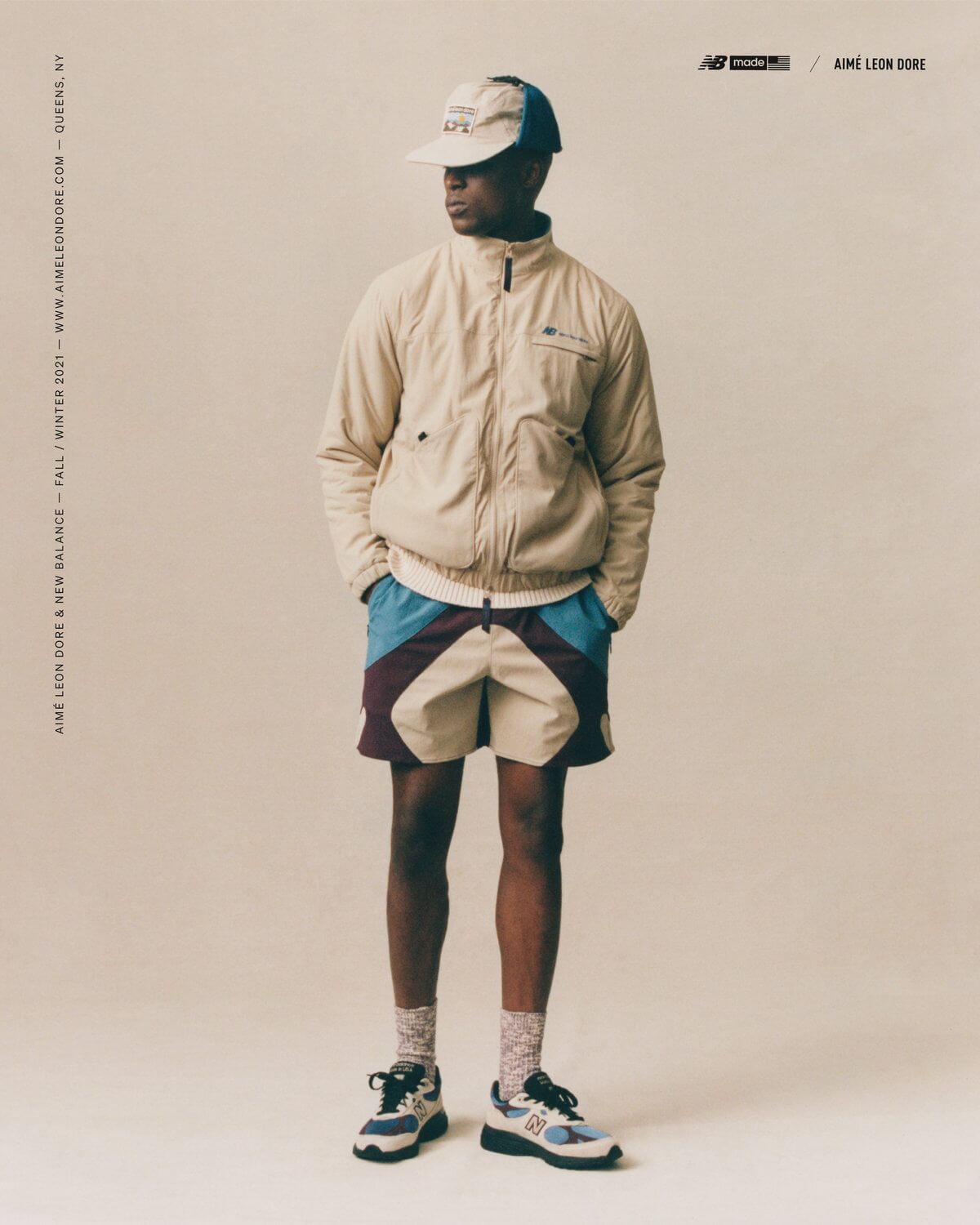 on feet - New Balance x Aimé Leon Dore - 993 - "Made in USA" - taupe/blue - MR993ALL