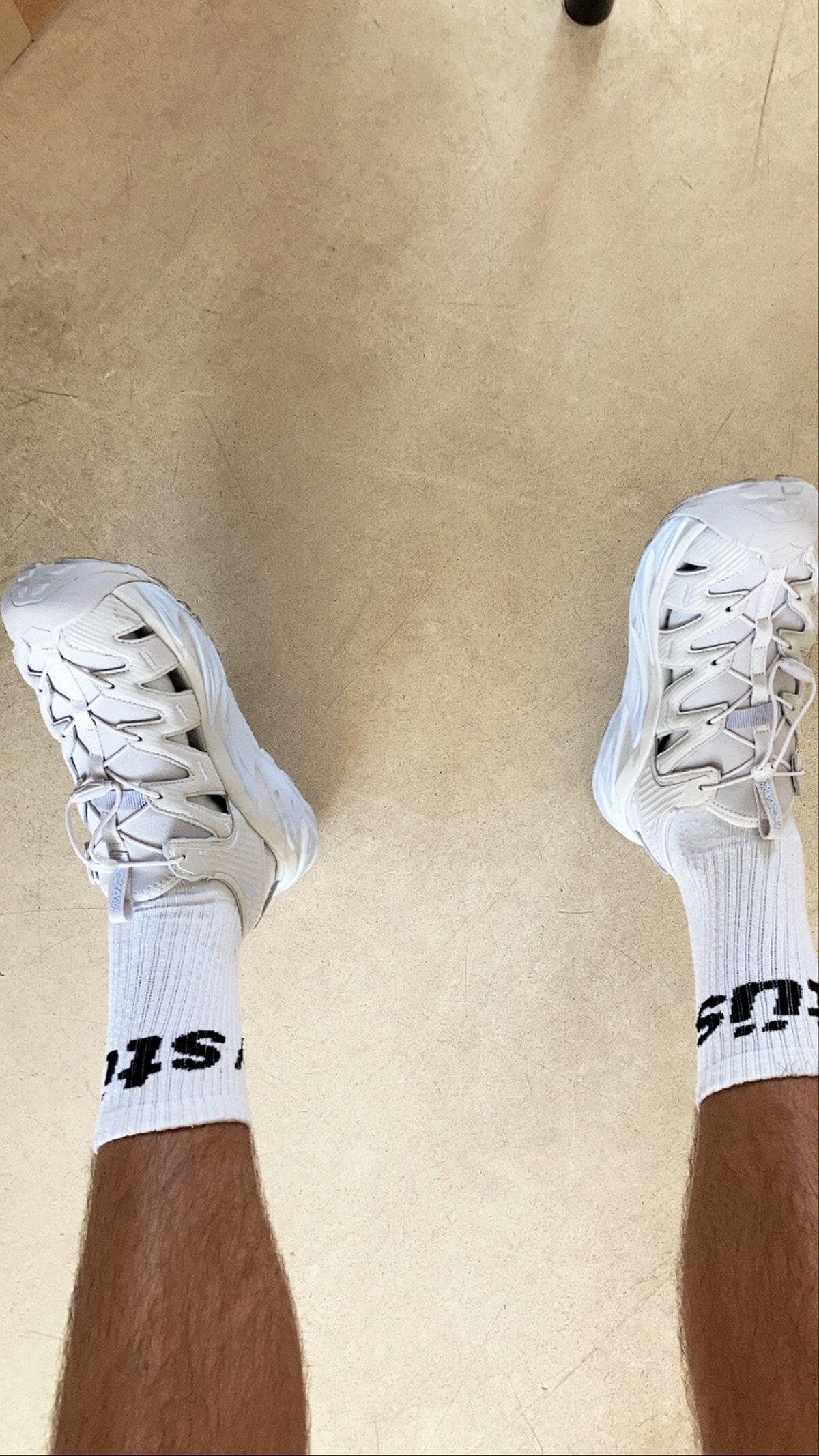 HOKA ONE ONE - Hopara - nimbus cloud / white –– Stussy - Helvetica Jacquard Crew Socks