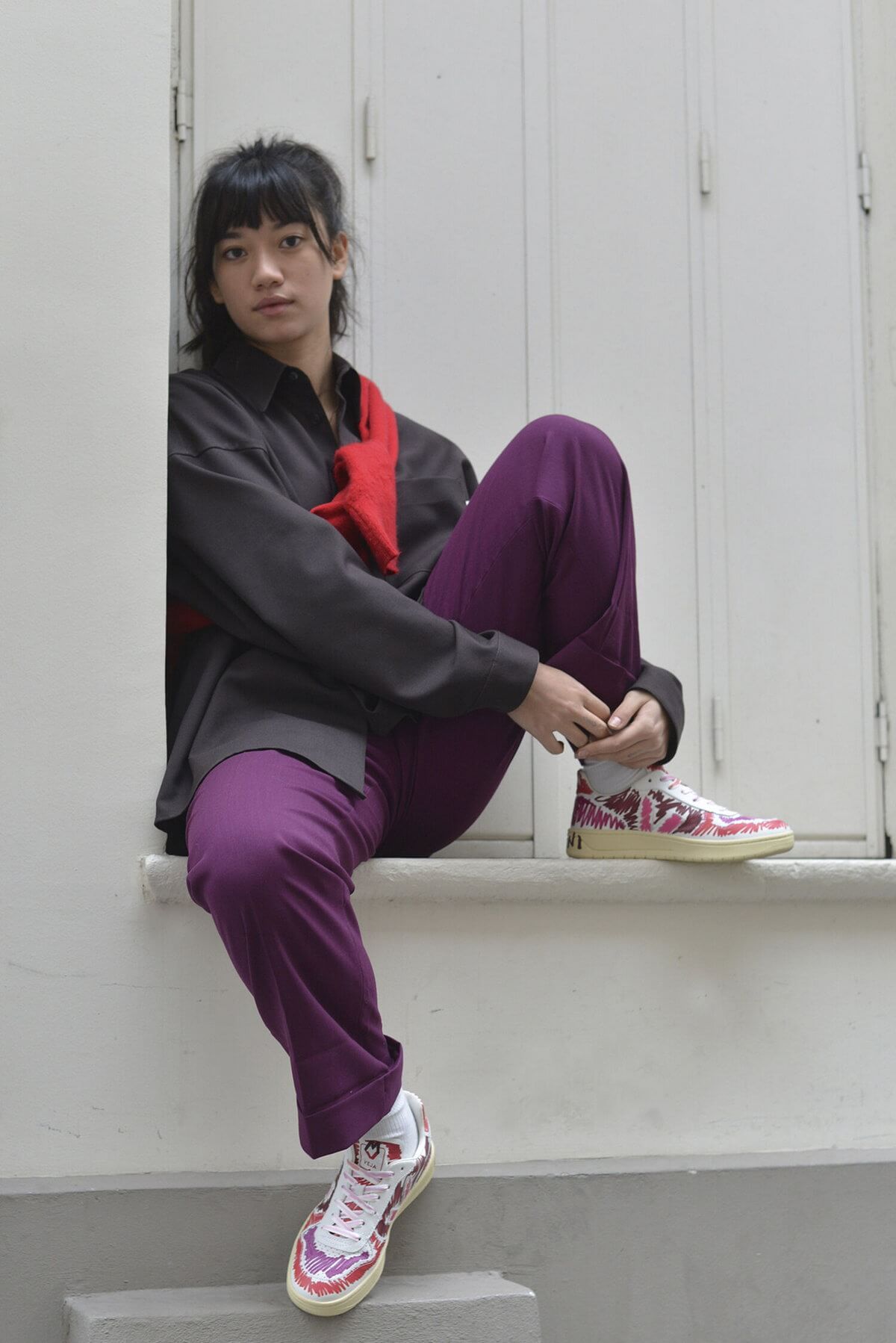 on feet - VEJA x MARNI - V-10 Leather - Marsala - VX0202899A