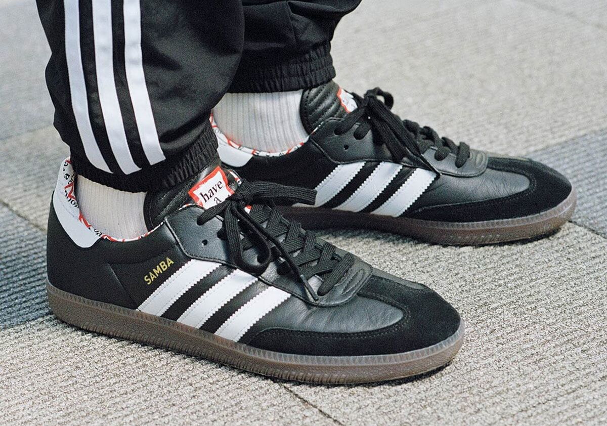 on feet photo - adidas Originals x Have A Good Time - core black/cloud white/gum - BD7362
