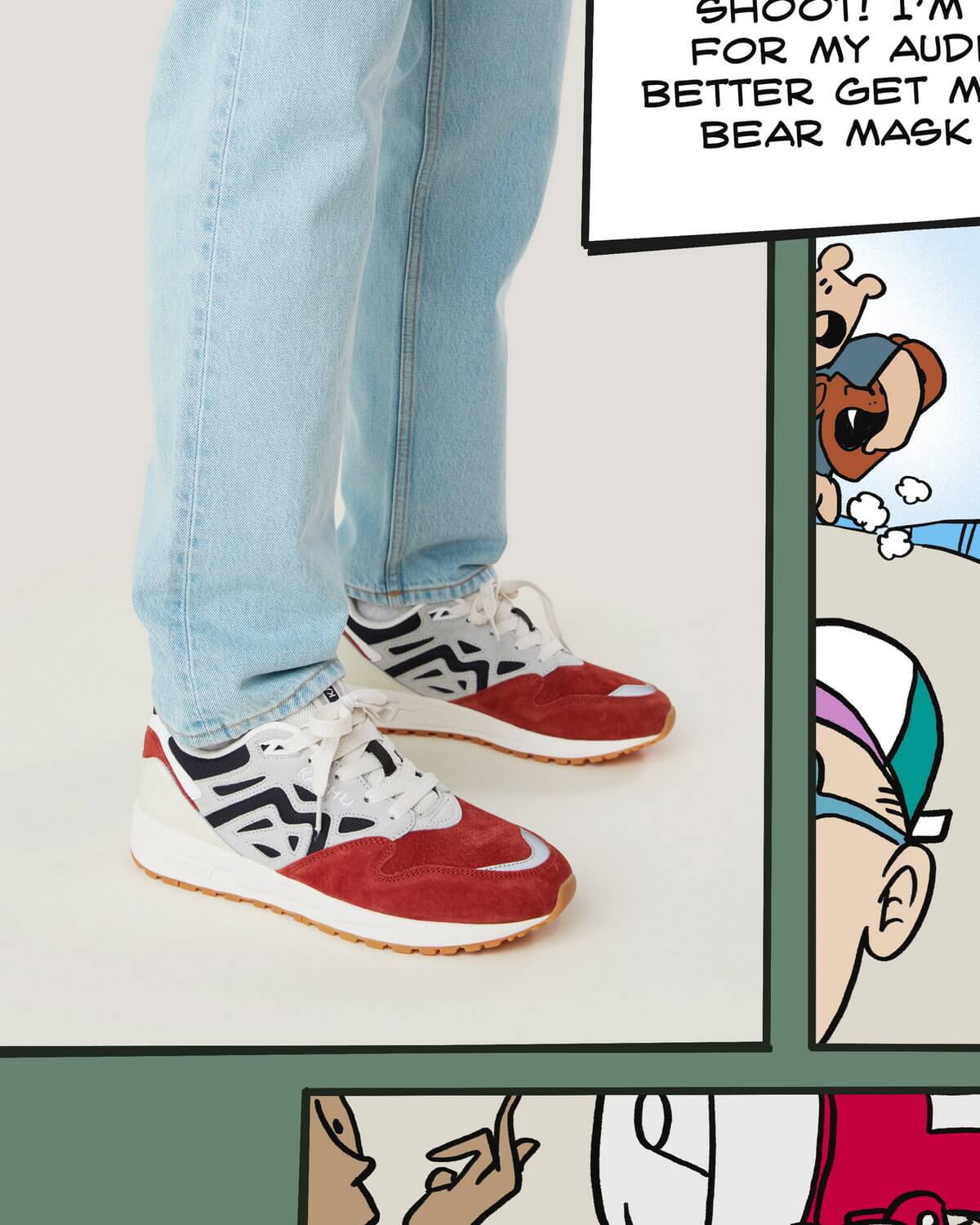 on feet - Karhu - Legacy 96 - Mascot Pack 1 - hot sauce/dawn blue - F806036
