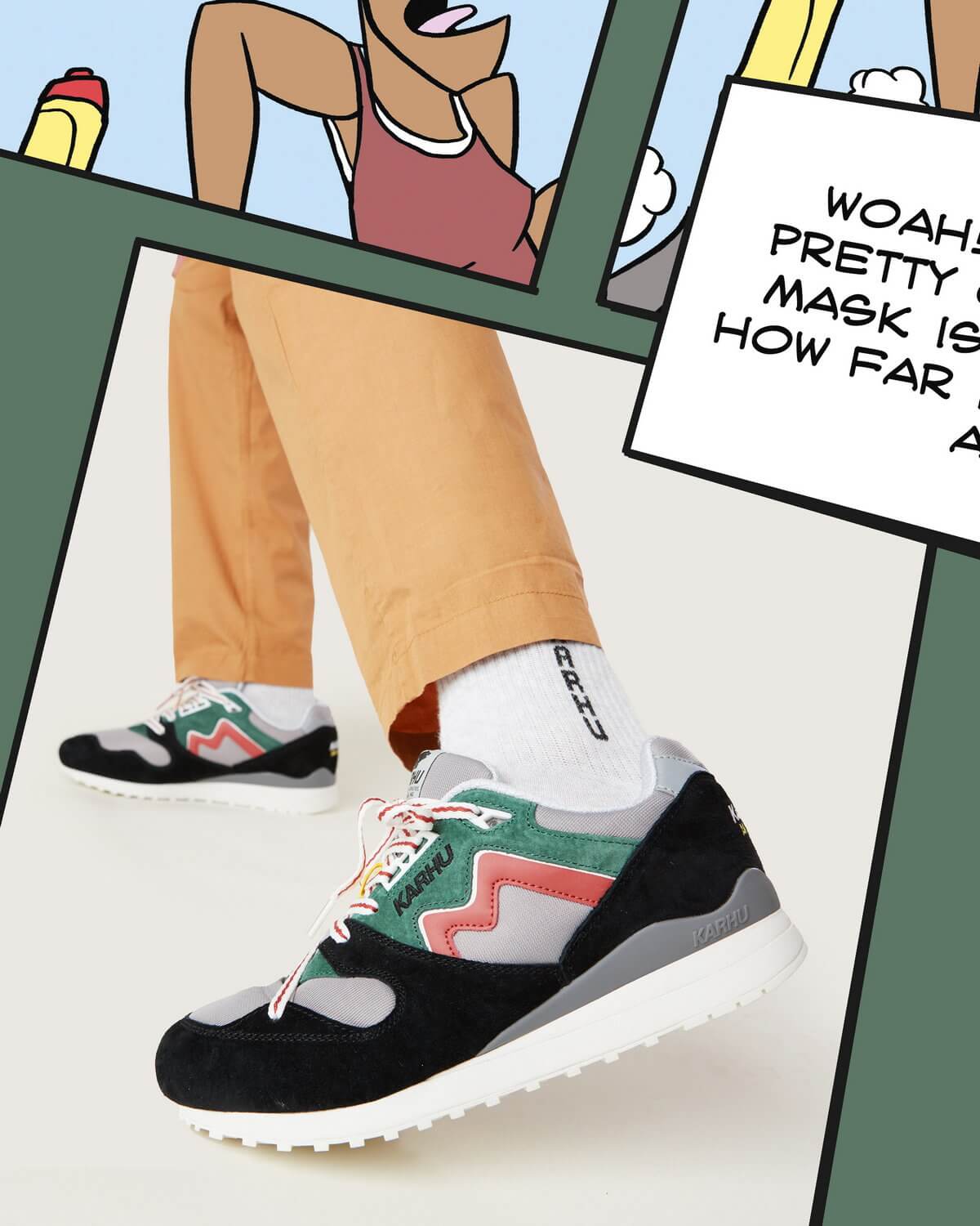 on feet - Karhu - Synchron Classic - Mascot Pack 1 - jet black/hot sauce - F802666